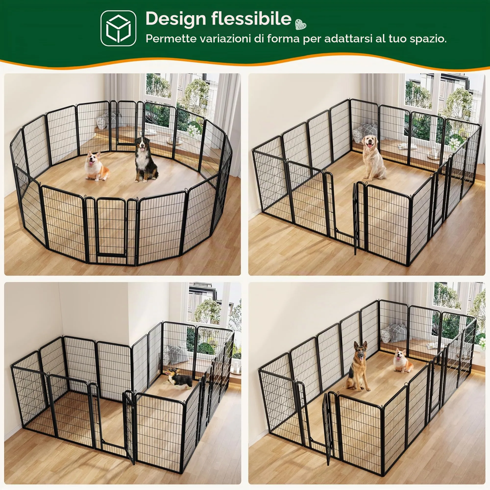 Yaheetech Recinto per Cani in Ferro Interno Esterno, 8 Pannelli, 71x120 cm - immagine 7