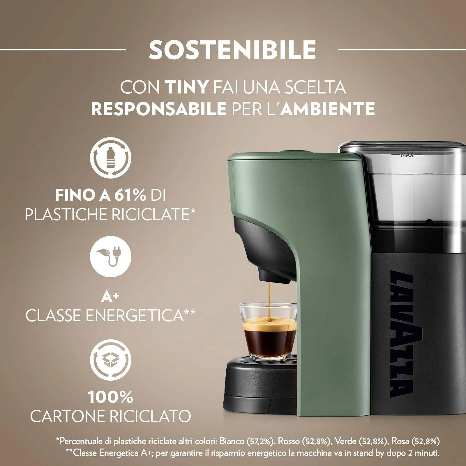 Lavazza A Modo Mio Tiny Macchina per Caffè Verde con 64 Capsule ¡Tierra! Assortite - immagine 2