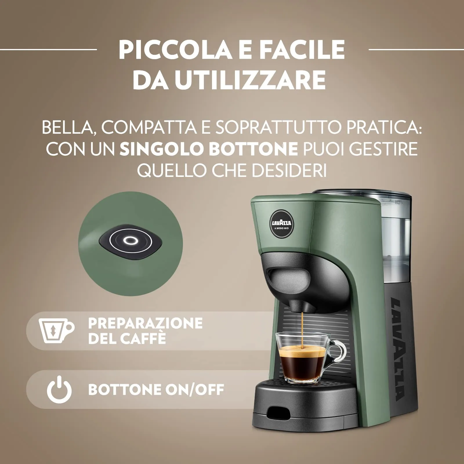 Lavazza A Modo Mio Tiny Macchina per Caffè Verde con 64 Capsule ¡Tierra! Assortite - immagine 3