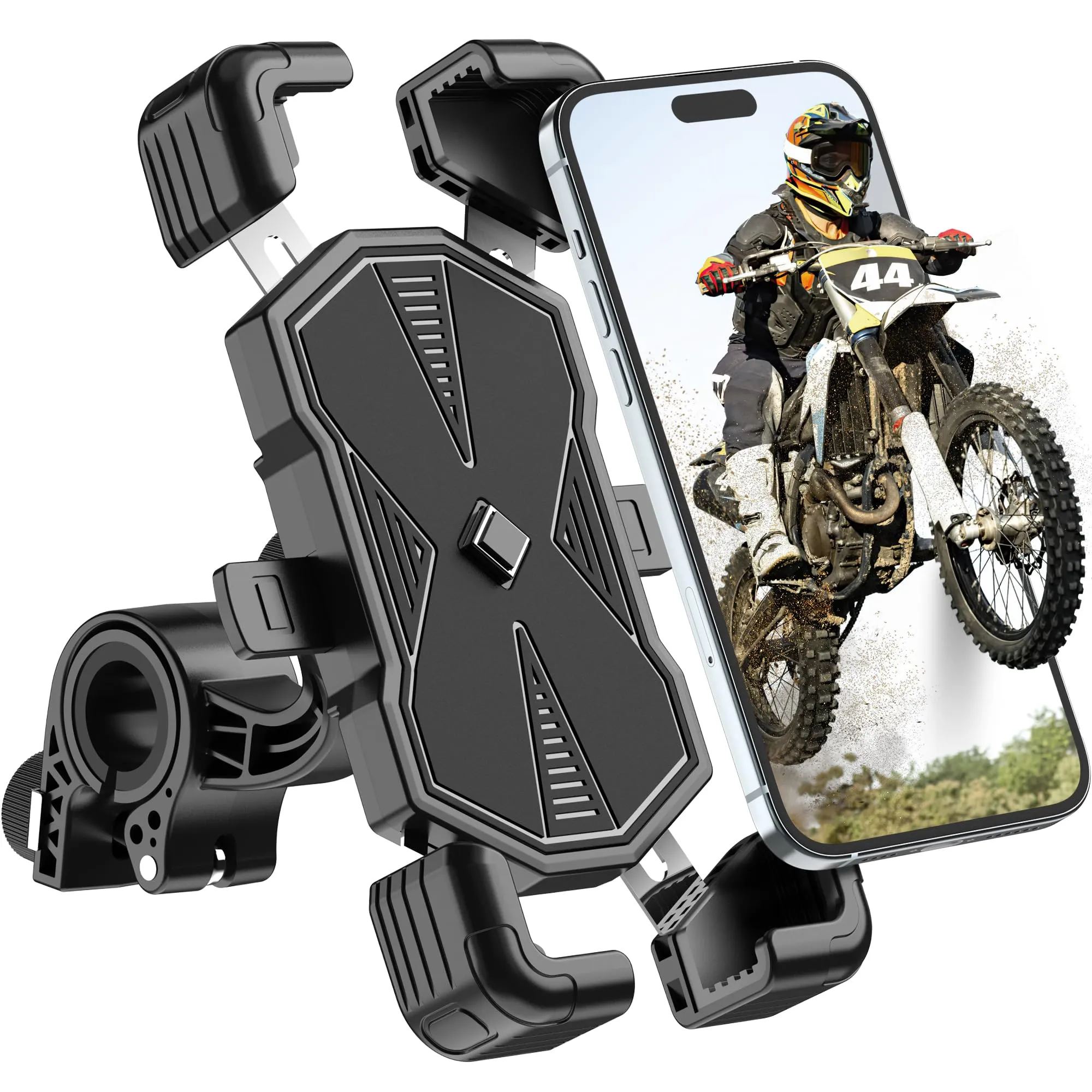 Estralia Porta Cellulare per Moto e Bici Antivibrazione, Supporto Telefono Manubrio Ruotabile a 360° Staccabile, Compatibile con Smartphone 5.5''-7.0'' - immagine 1