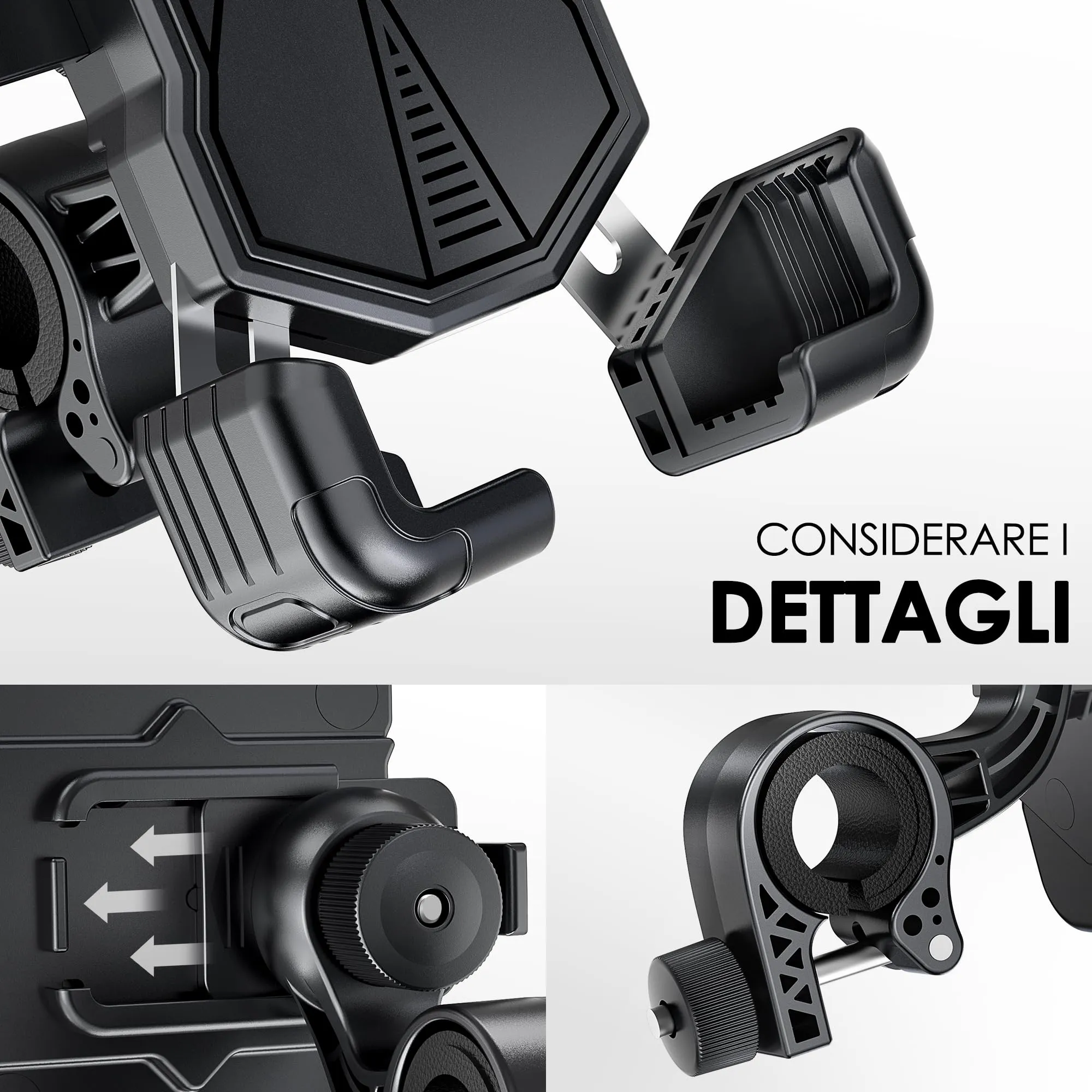 Estralia Porta Cellulare per Moto e Bici Antivibrazione, Supporto Telefono Manubrio Ruotabile a 360° Staccabile, Compatibile con Smartphone 5.5''-7.0'' - immagine 2