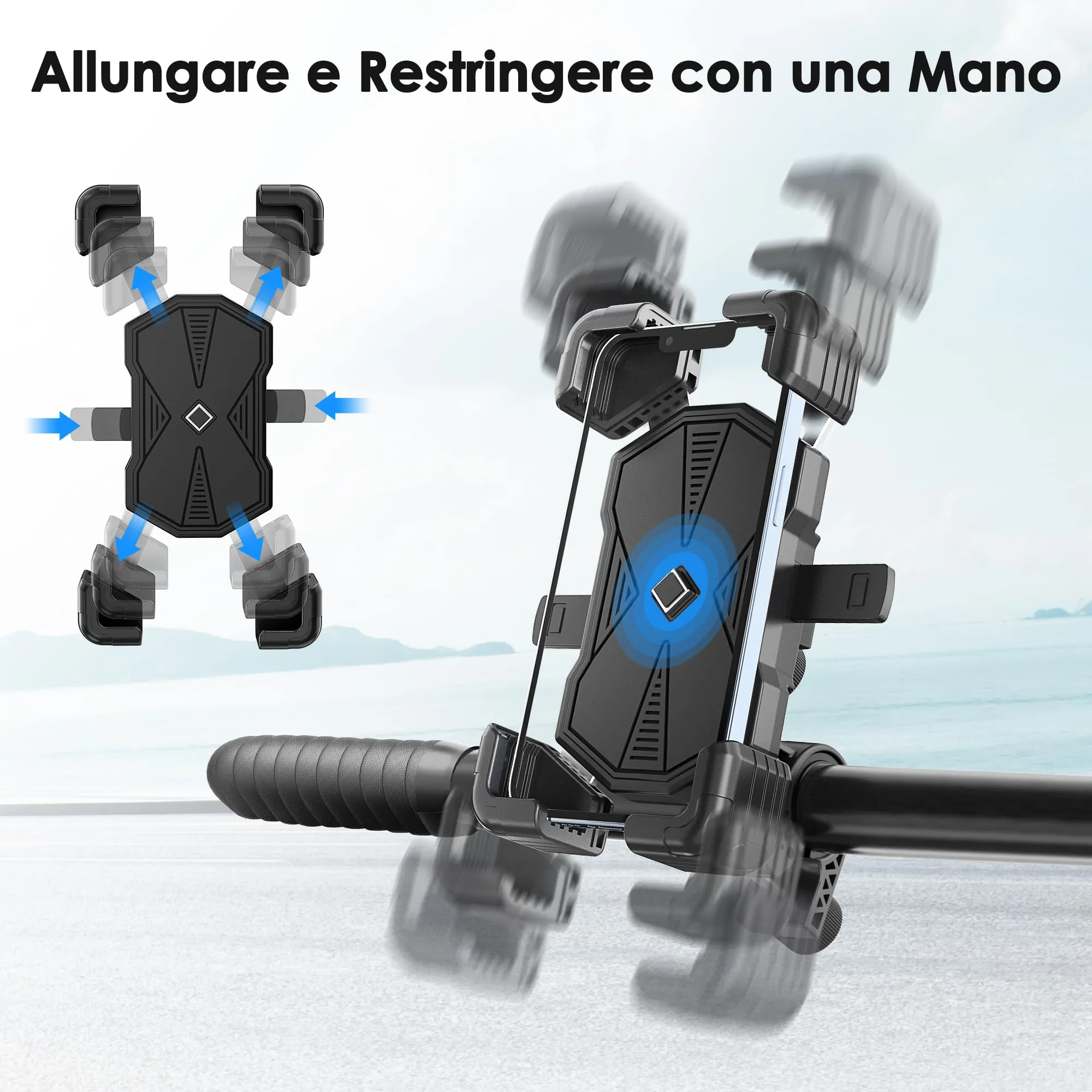 Estralia Porta Cellulare per Moto e Bici Antivibrazione, Supporto Telefono Manubrio Ruotabile a 360° Staccabile, Compatibile con Smartphone 5.5''-7.0'' - immagine 4