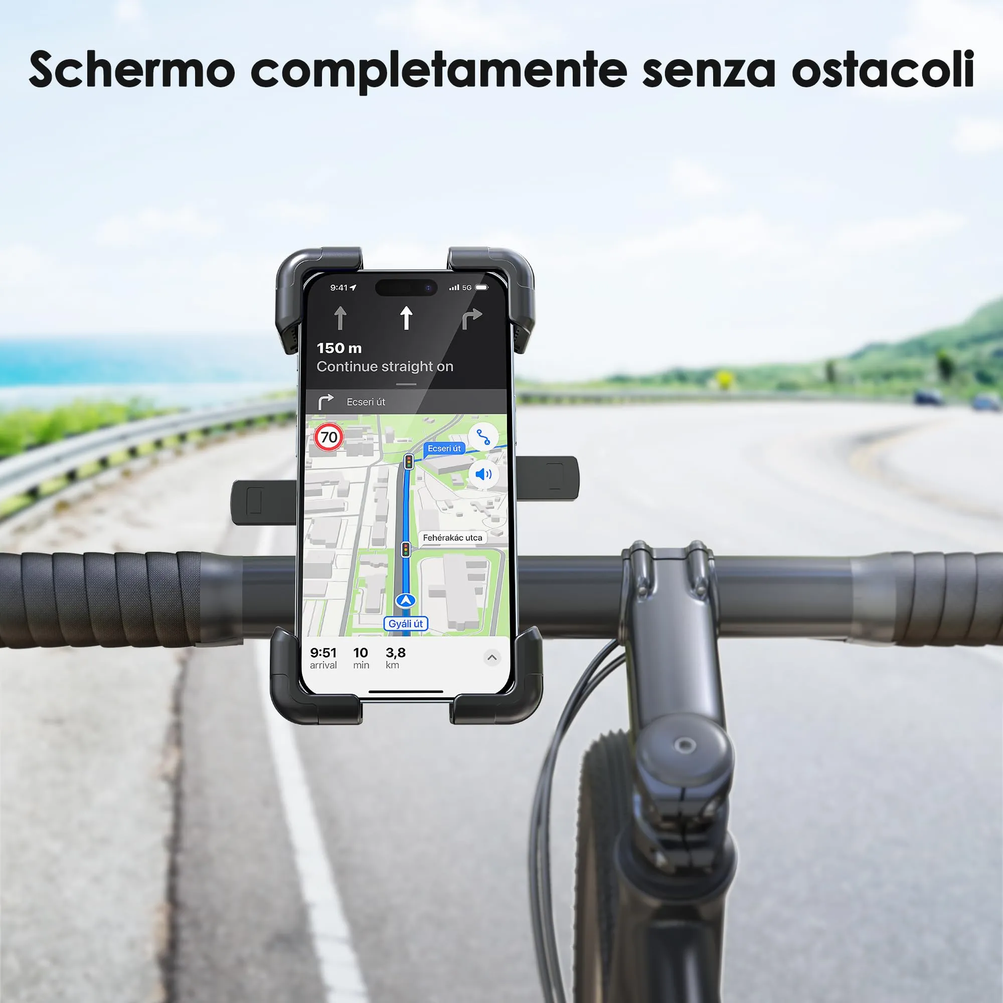 Estralia Porta Cellulare per Moto e Bici Antivibrazione, Supporto Telefono Manubrio Ruotabile a 360° Staccabile, Compatibile con Smartphone 5.5''-7.0'' - immagine 5
