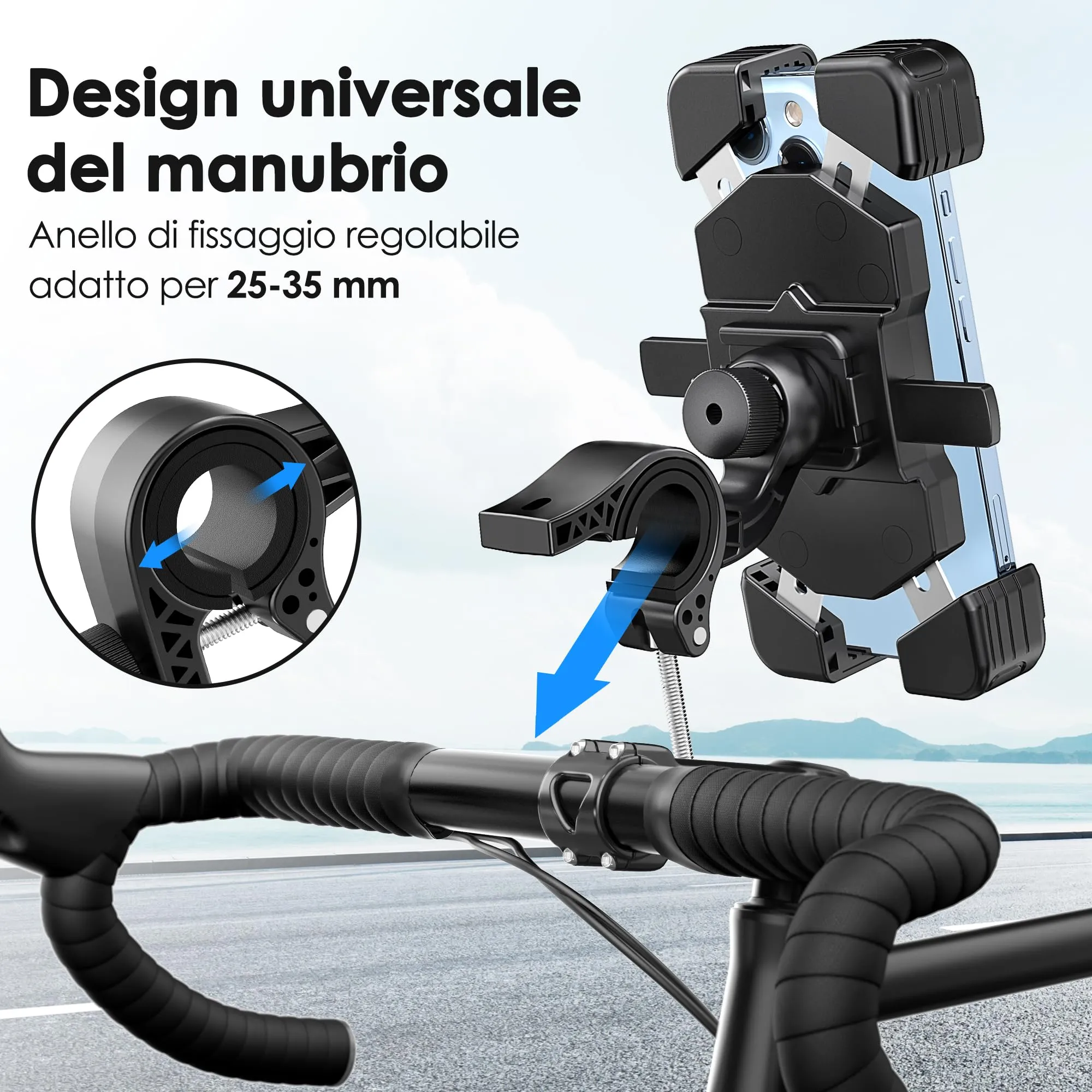 Estralia Porta Cellulare per Moto e Bici Antivibrazione, Supporto Telefono Manubrio Ruotabile a 360° Staccabile, Compatibile con Smartphone 5.5''-7.0'' - immagine 6