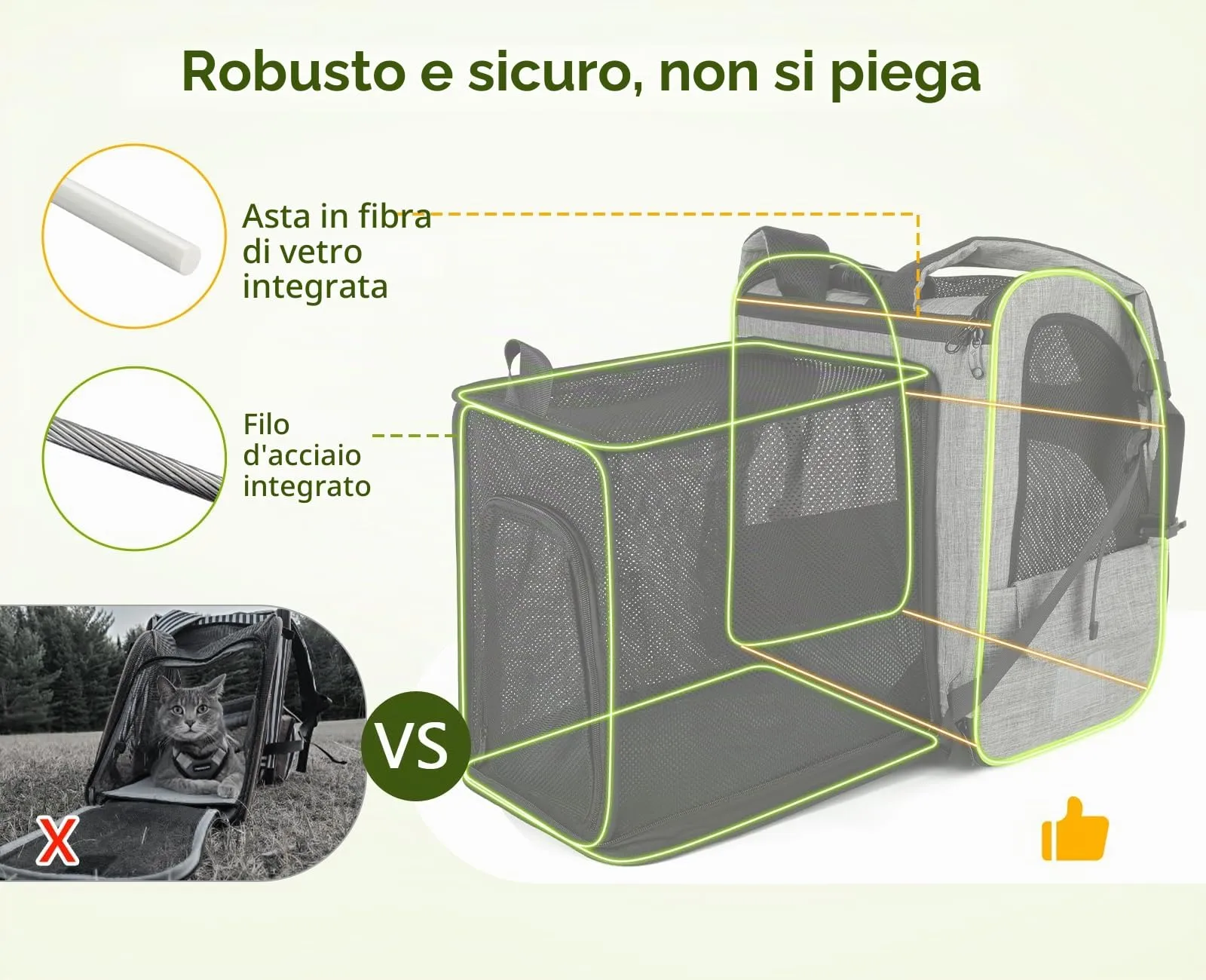 Pecute Zaino Trasportino per Cani e Gatti con Tende a Rullo, Grigio - immagine 3