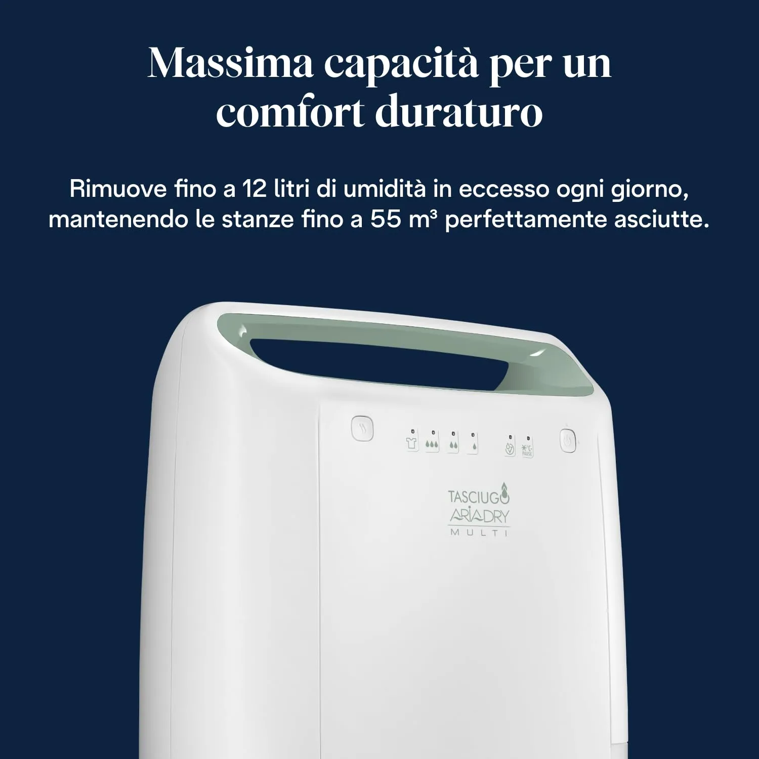 De'Longhi Tasciugo AriaDry Deumidificatore Portatile 12L/Giorno Bianco (DEX212SF) - immagine 3