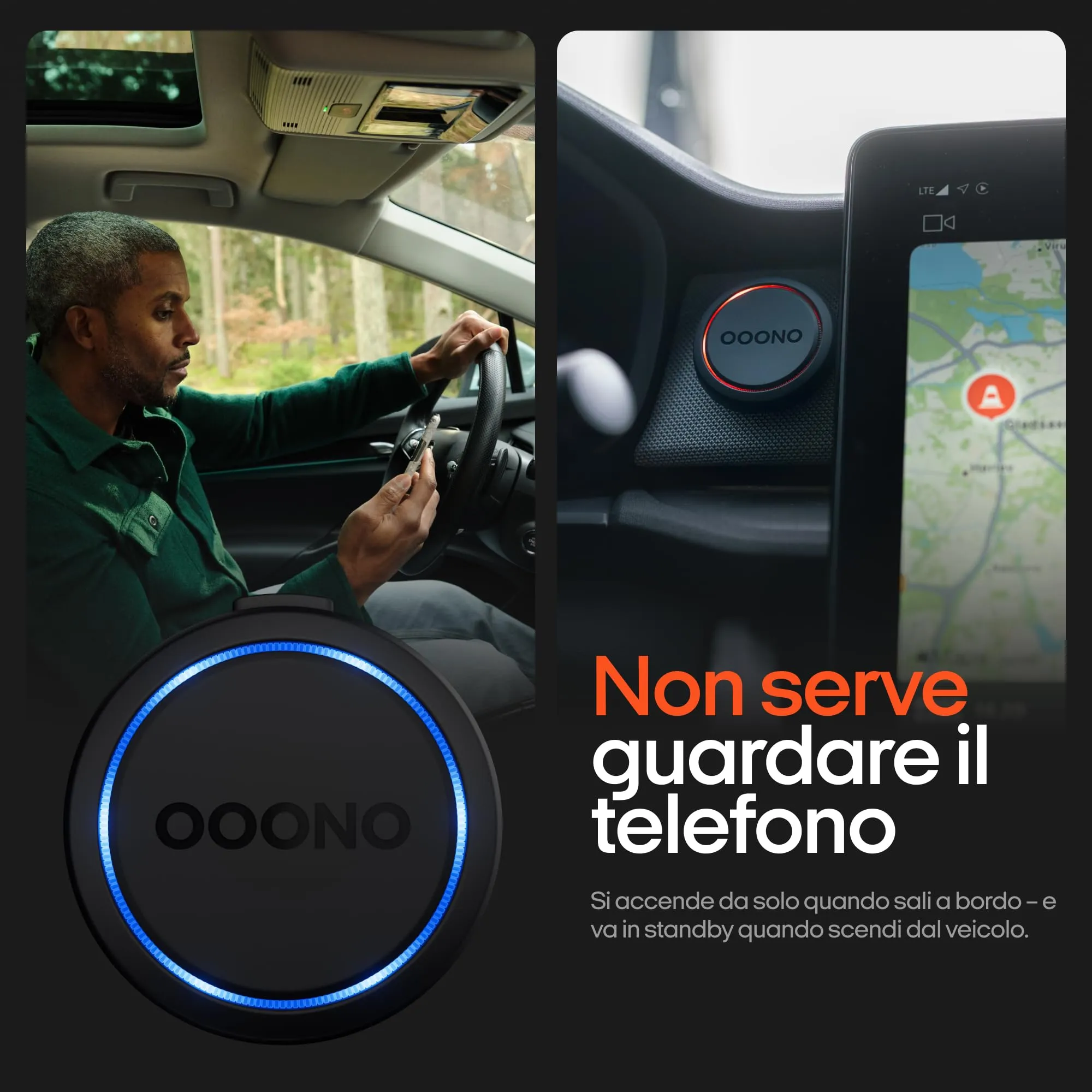 ooono Co-Driver 2 - Avvisi autovelox e pericoli in tempo reale, USB-C, Compatibile con Apple CarPlay & Android Auto - immagine 3