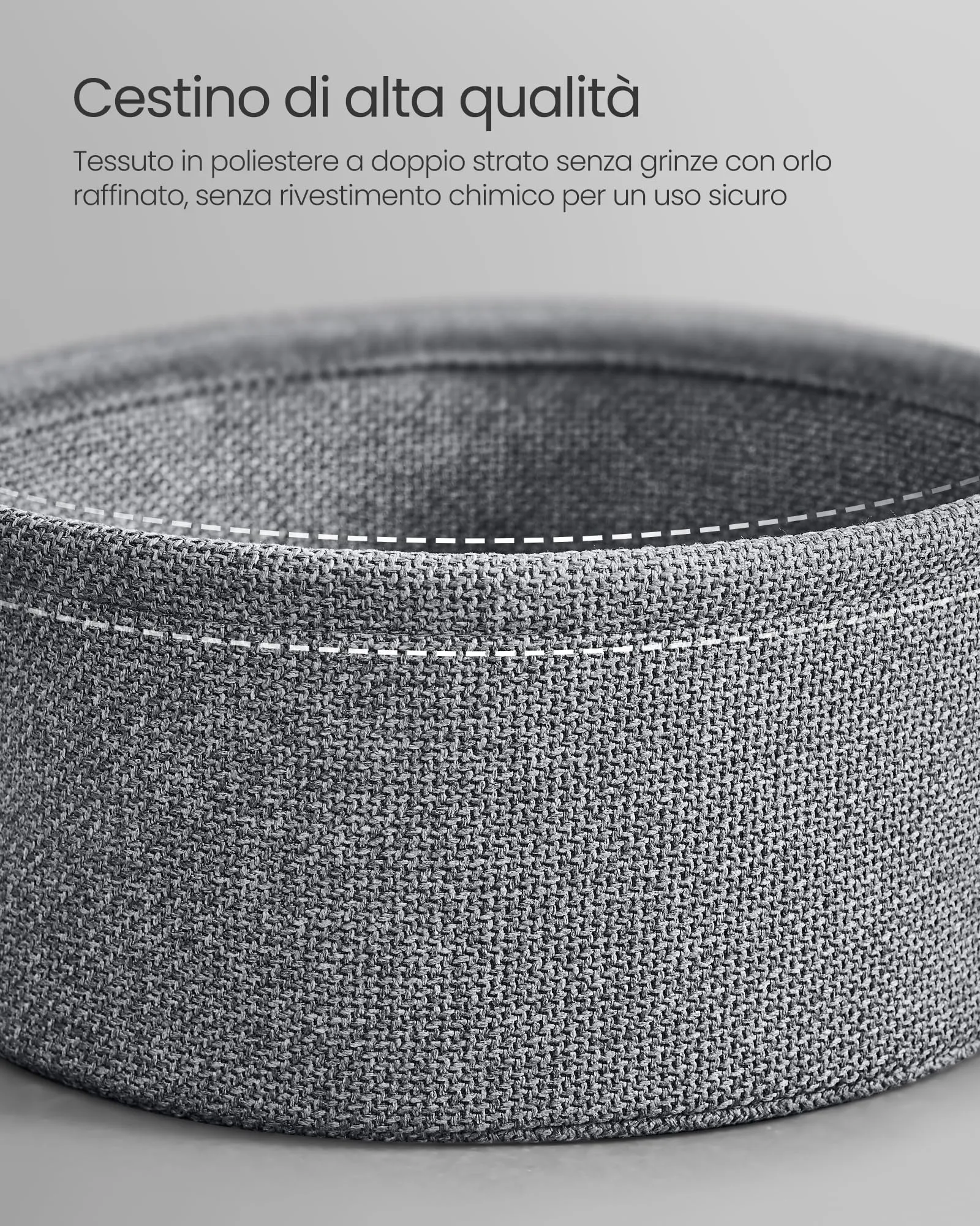 VASAGLE Lilea Tavolino Rotondo con Cestino in Tessuto, Nero Ebano e Grigio Ardesia LET223B01 - immagine 6