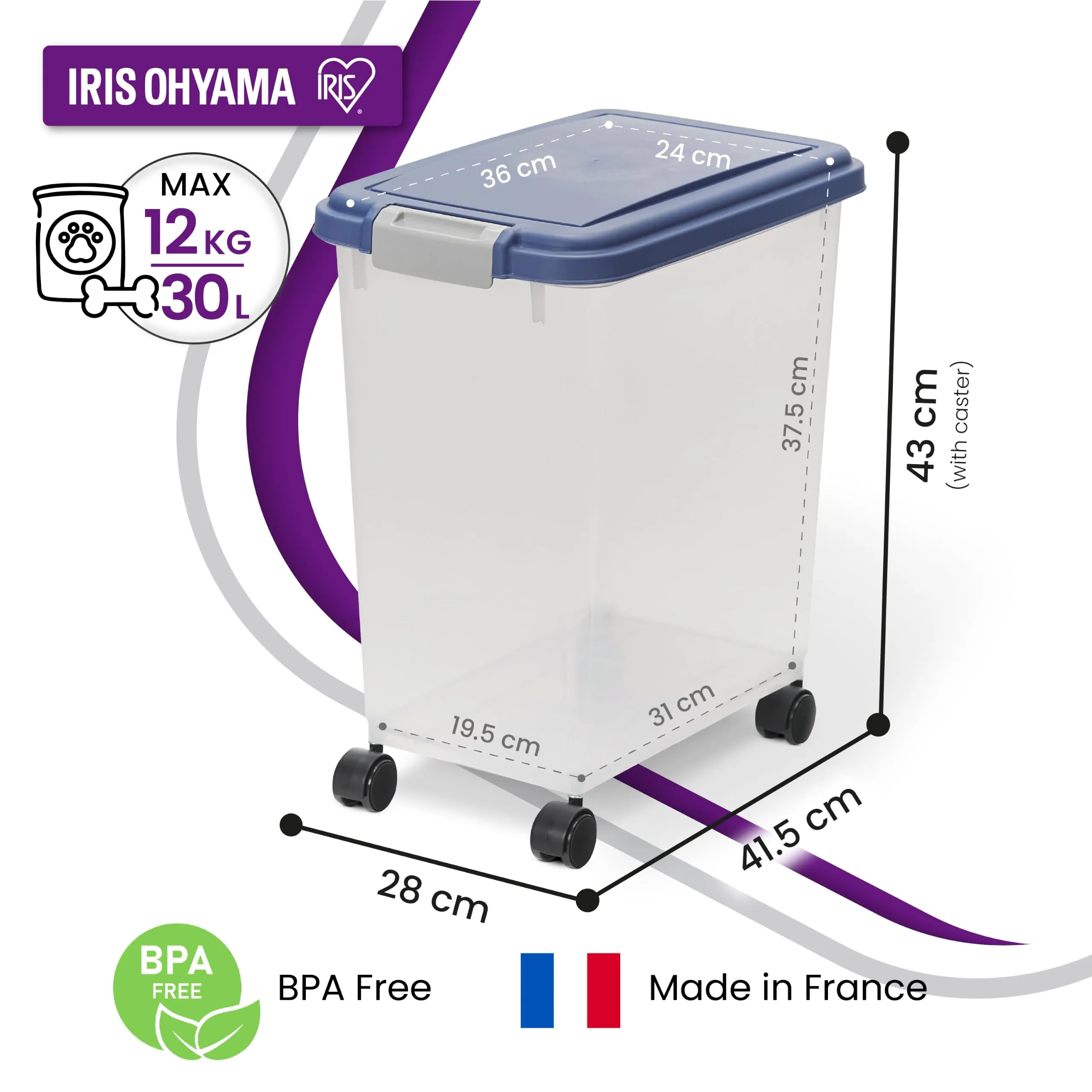 Iris Ohyama Contenitore Ermetico per Crocchette 30L, Blu, MP-8 - immagine 2