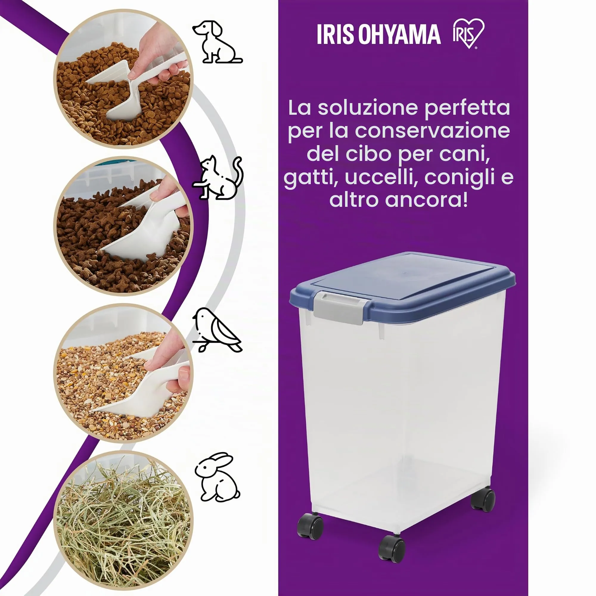 Iris Ohyama Contenitore Ermetico per Crocchette 30L, Blu, MP-8 - immagine 5