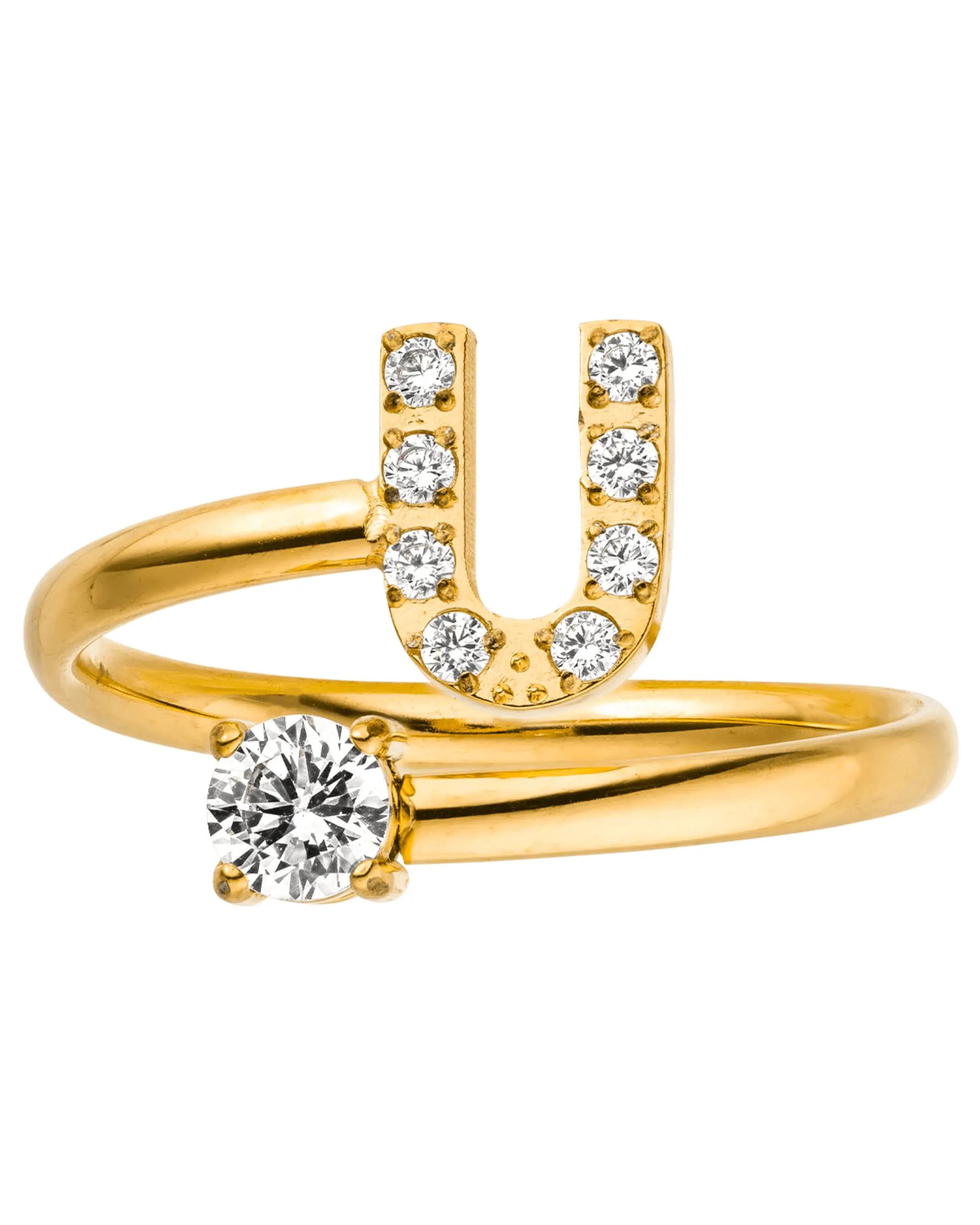 Purelei Anello da donna con lettere in acciaio inossidabile, regolabile taglia 50-60, impermeabile, Pietra - immagine 1