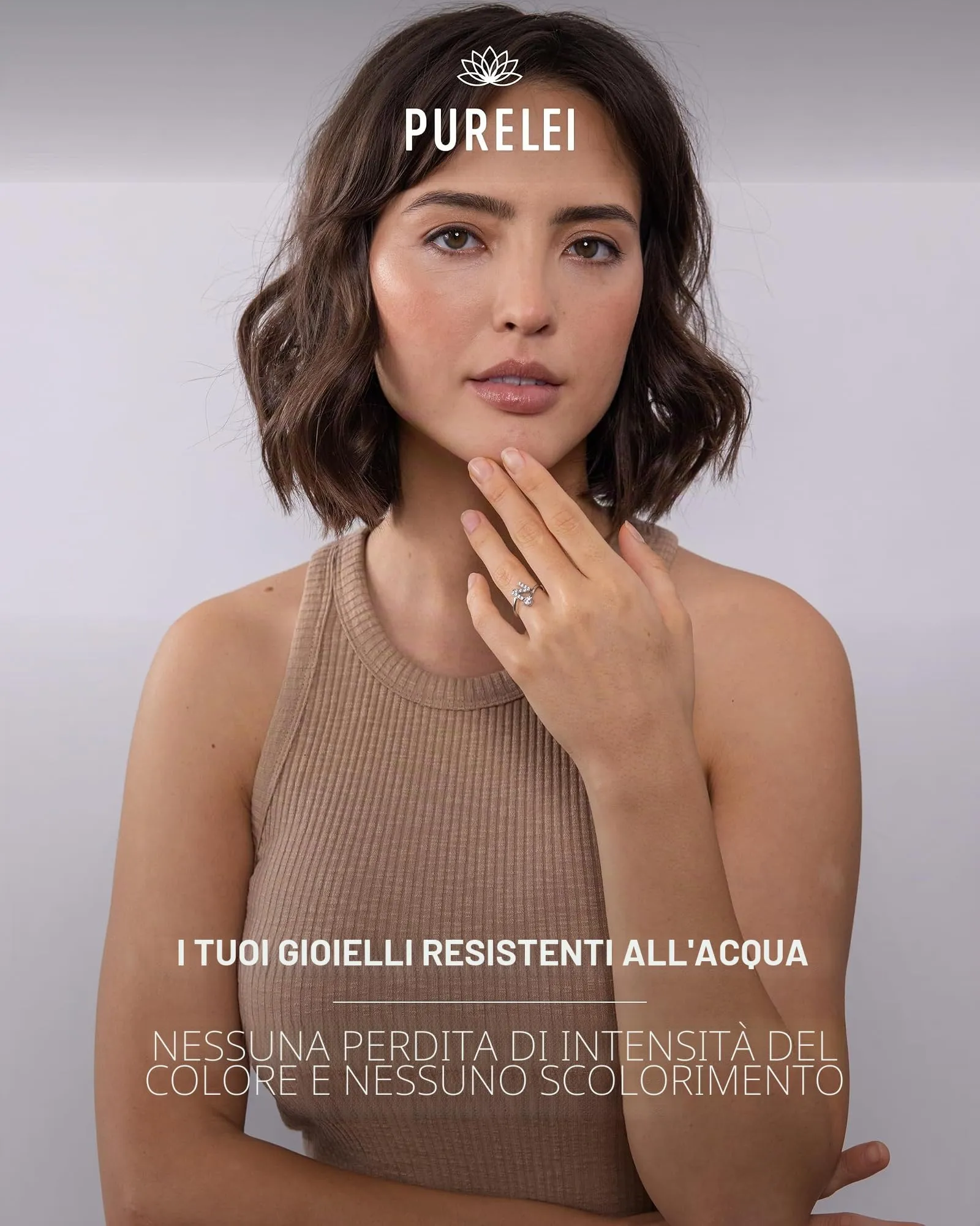 Purelei Anello con lettere in acciaio inox, regolabile taglia 50-60 - immagine 5