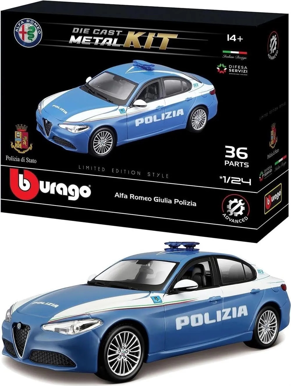 Bburago Alfa Romeo Giulia Polizia Model Kit 1:24 - immagine 1