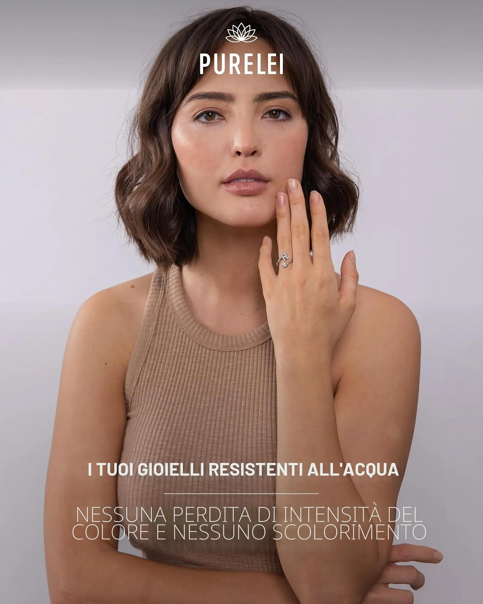 Purelei Anello con lettere in acciaio inossidabile regolabile con gemma zirconia cubica - immagine 5