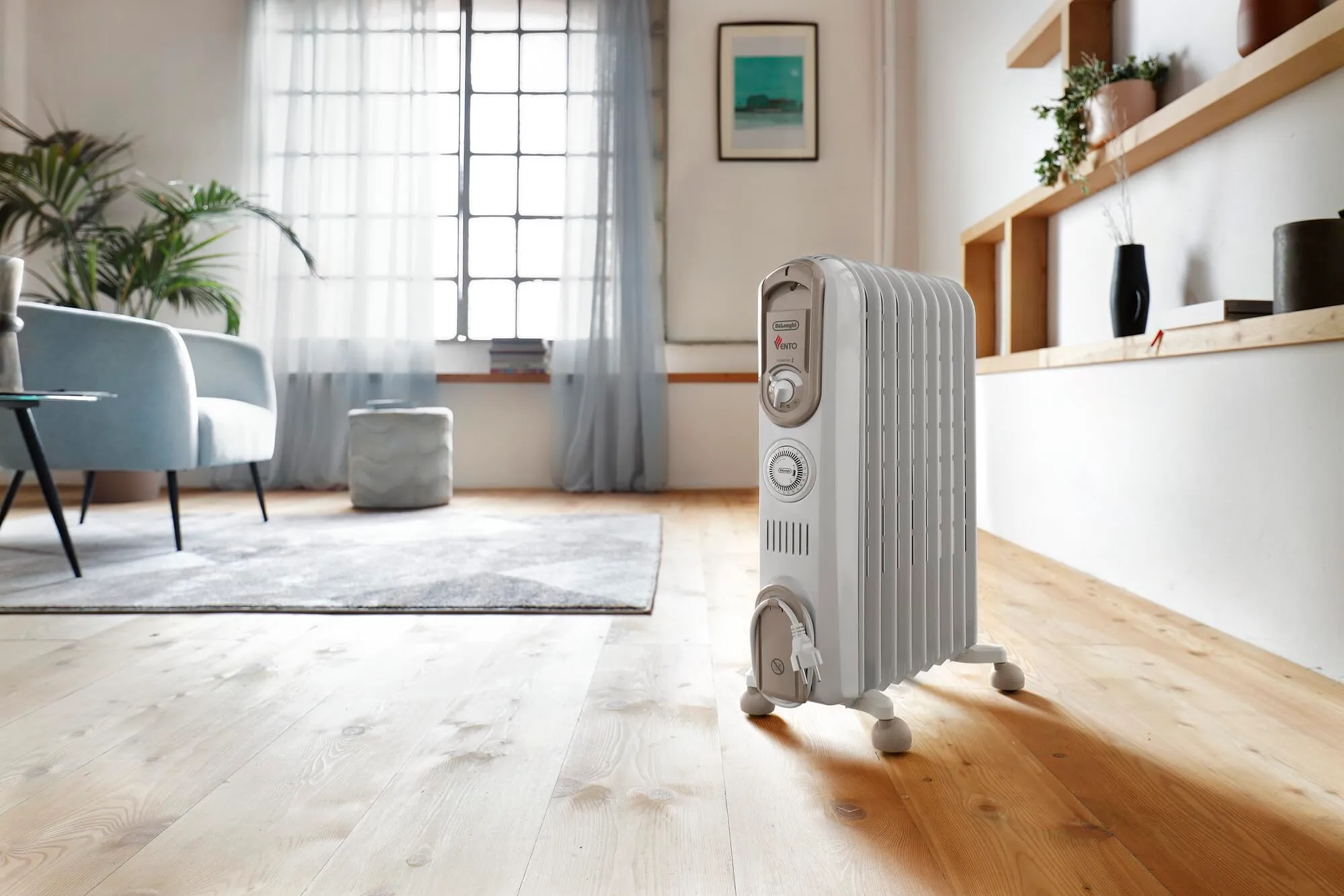 De'Longhi Serie Vento V550918T.WB Radiatore ad Olio Elettrico, 9 Elementi, 1800W, Bianco - immagine 7