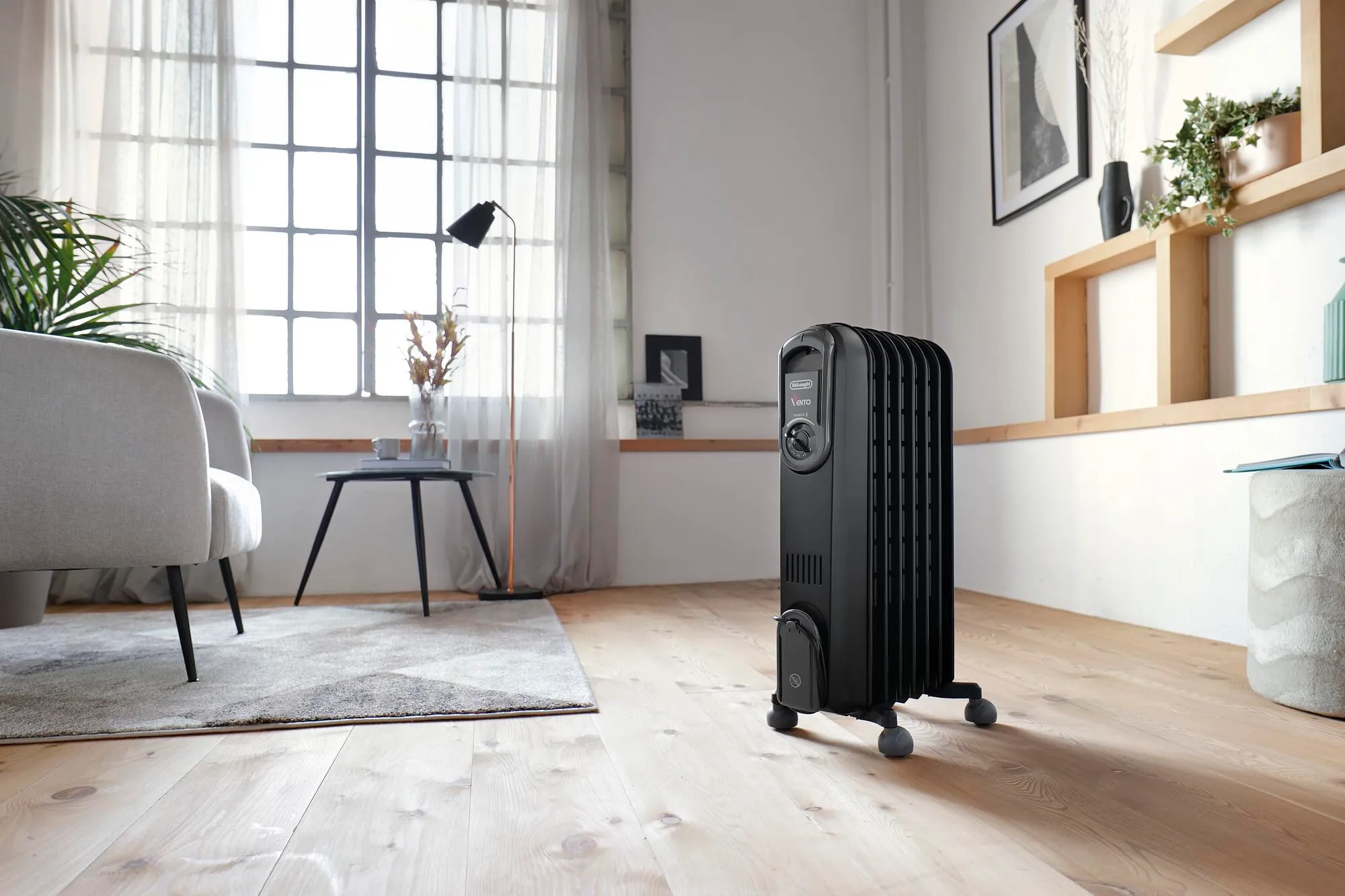 De'Longhi Serie Vento V550715.BG Radiatore ad Olio Elettrico, 7 Elementi, 1500W, Nero - immagine 5