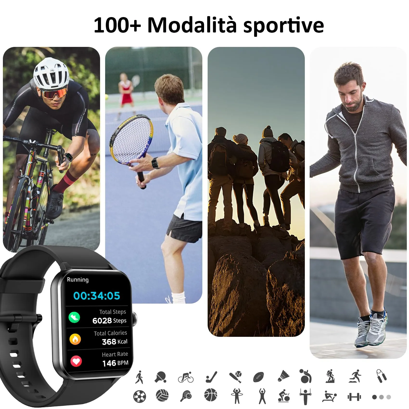 Blackview Smartwatch 1,85'' Bluetooth Call Fitness Tracker, Cardiofrequenzimetro, Monitoraggio del Sonno per Android e iOS - immagine 4
