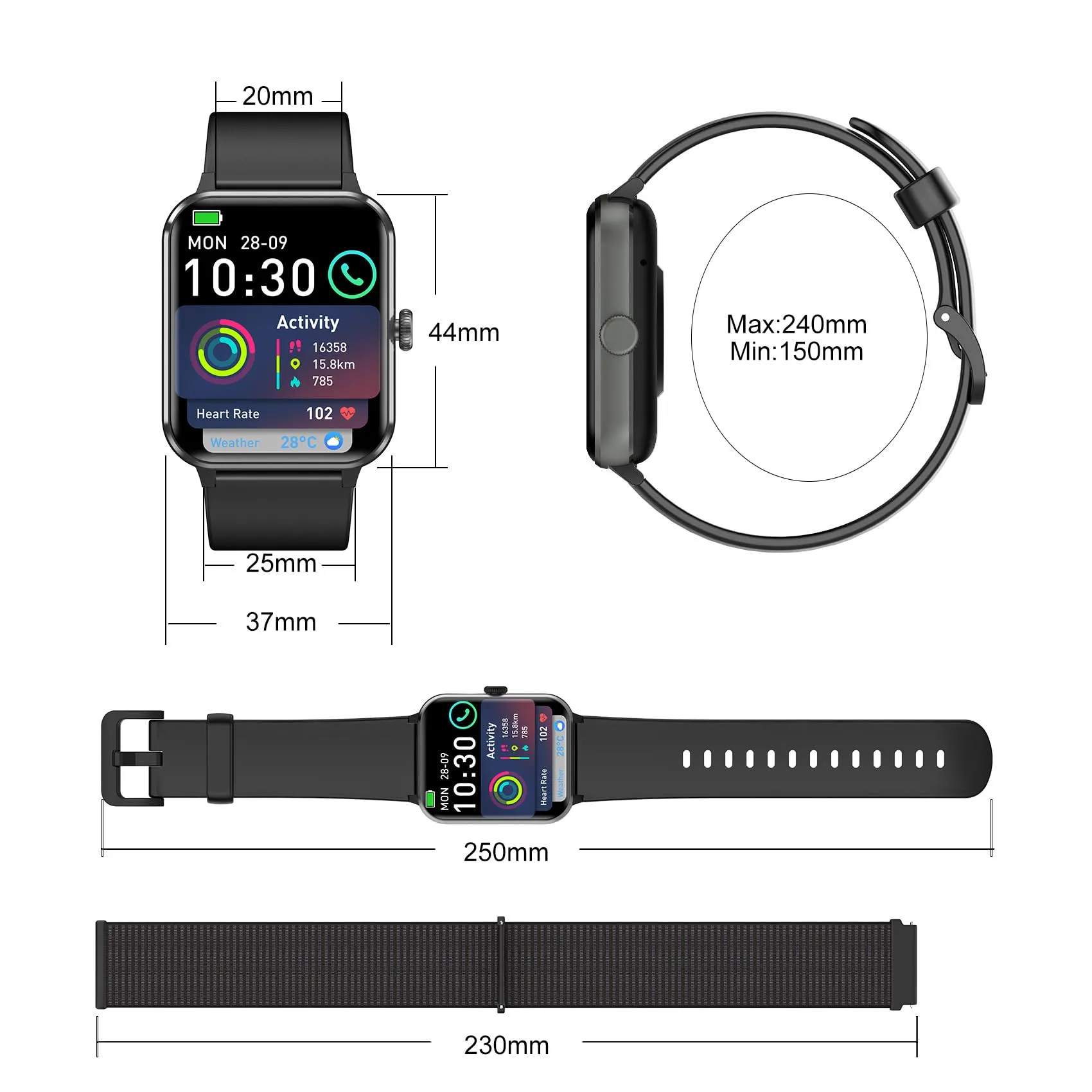 Blackview Smartwatch 1,85'' Bluetooth Call Fitness Tracker, Cardiofrequenzimetro, Monitoraggio del Sonno per Android e iOS - immagine 7
