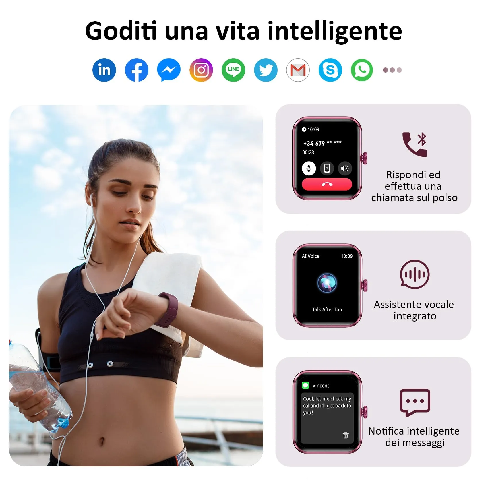Blackview Smartwatch 1.85 pollici per Uomo e Donna, Chiamate Bluetooth, Cardiofrequenzimetro, Monitoraggio del Sonno e Oltre 100 Modalità Sportive per Android e iOS - immagine 2