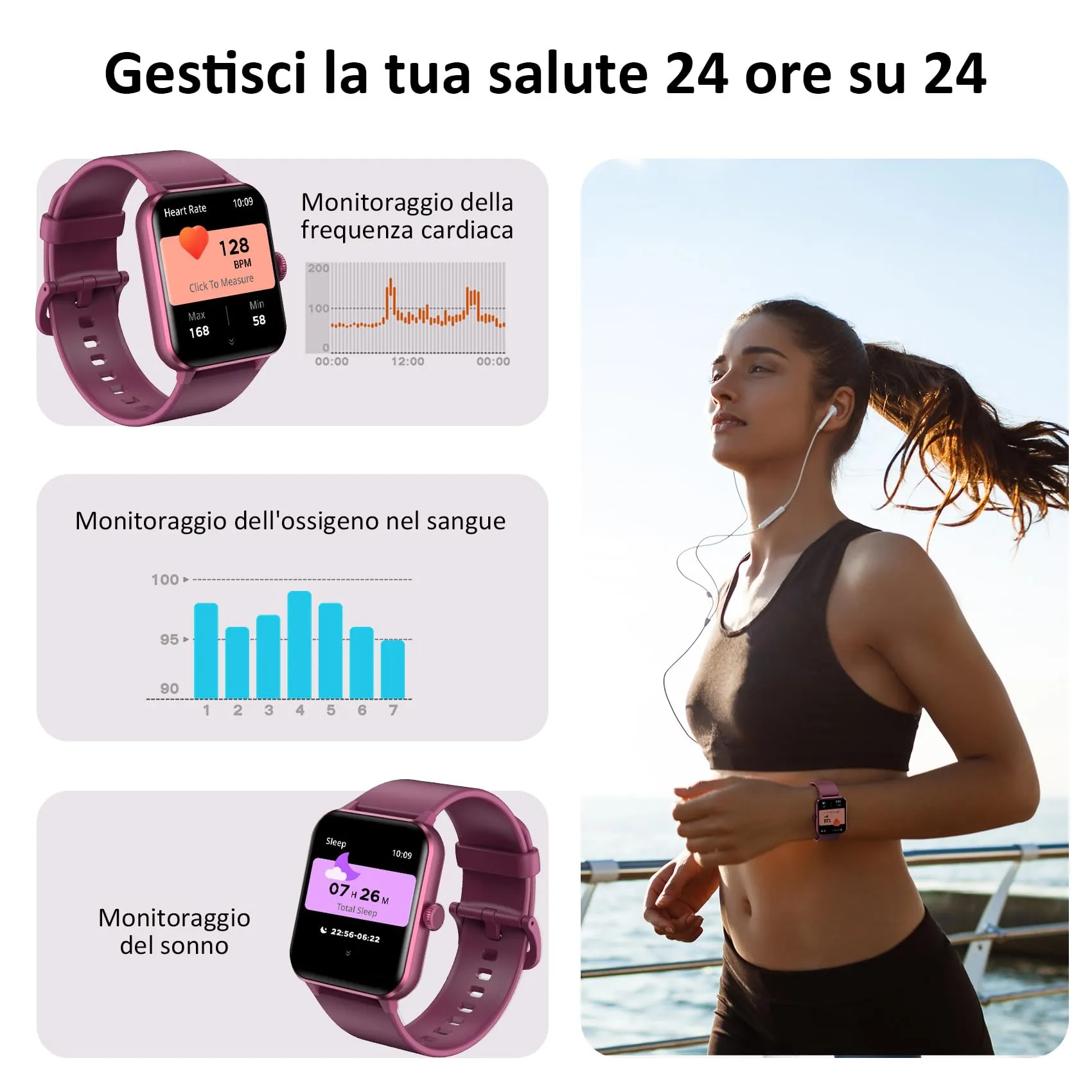 Blackview Smartwatch 1.85 pollici per Uomo e Donna, Chiamate Bluetooth, Cardiofrequenzimetro, Monitoraggio del Sonno e Oltre 100 Modalità Sportive per Android e iOS - immagine 3