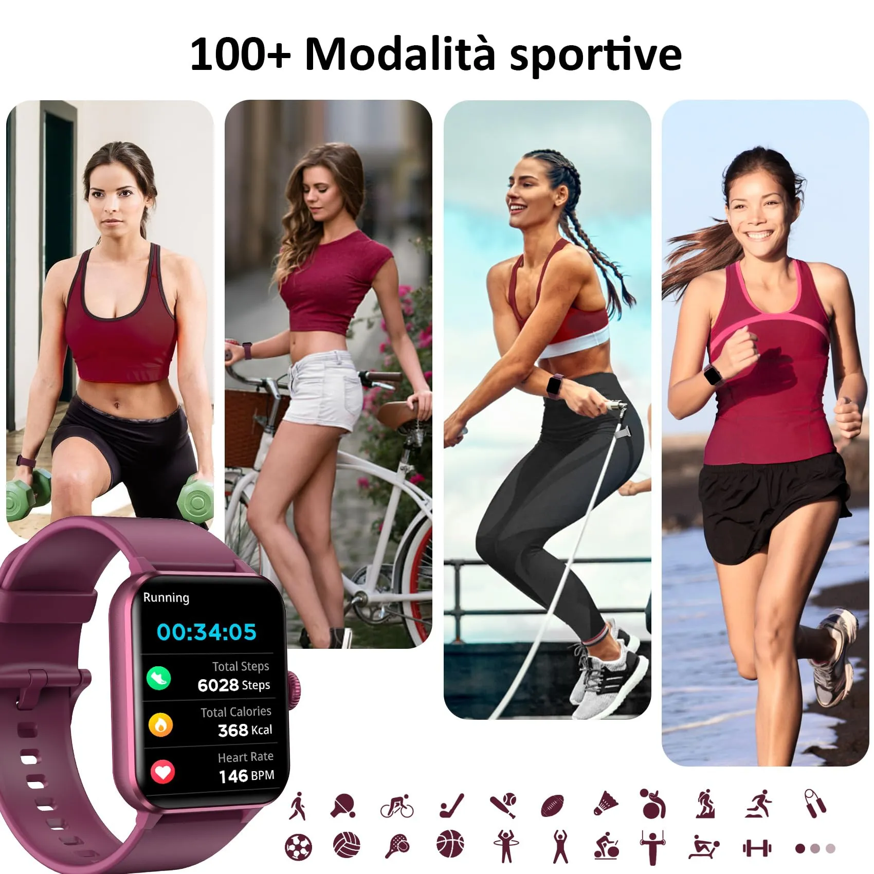 Blackview Smartwatch 1.85 pollici per Uomo e Donna, Chiamate Bluetooth, Cardiofrequenzimetro, Monitoraggio del Sonno e Oltre 100 Modalità Sportive per Android e iOS - immagine 4