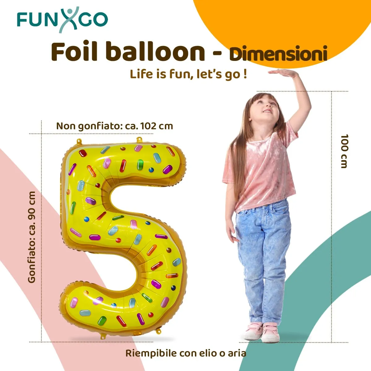 FUNXGO Palloncino in alluminio numero 5 per compleanni, feste e matrimoni - immagine 2