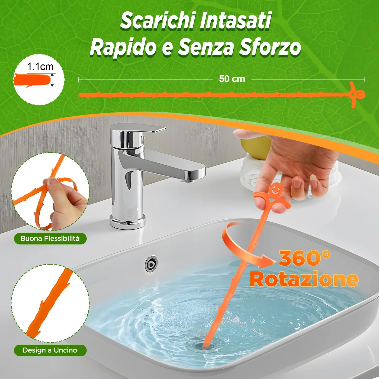 Forlivese Spirale di pulizia dello scarico, 5 Pezzi, 20 Pollici - immagine 5