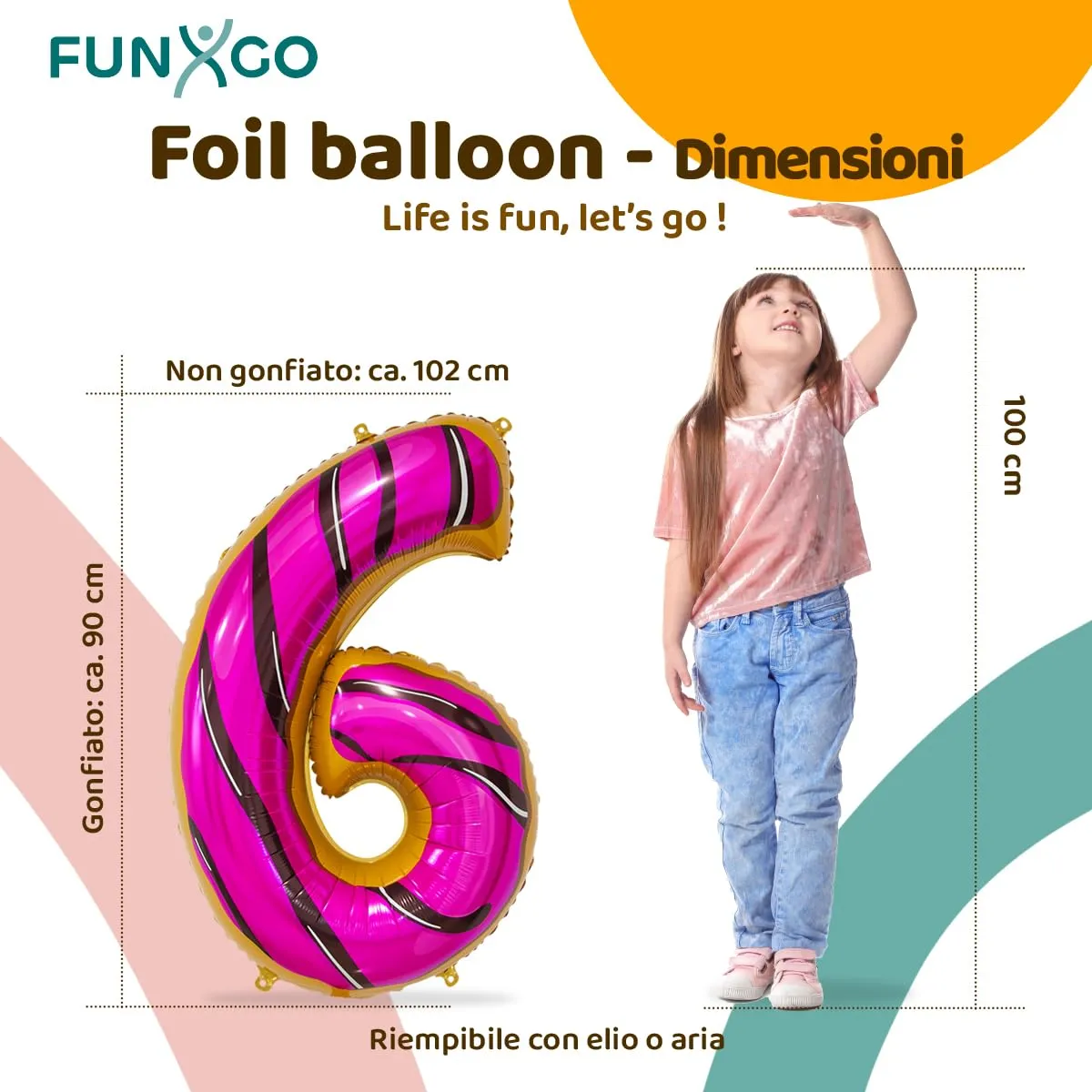 FUNXGO Palloncino Donut Numero 6 - immagine 2