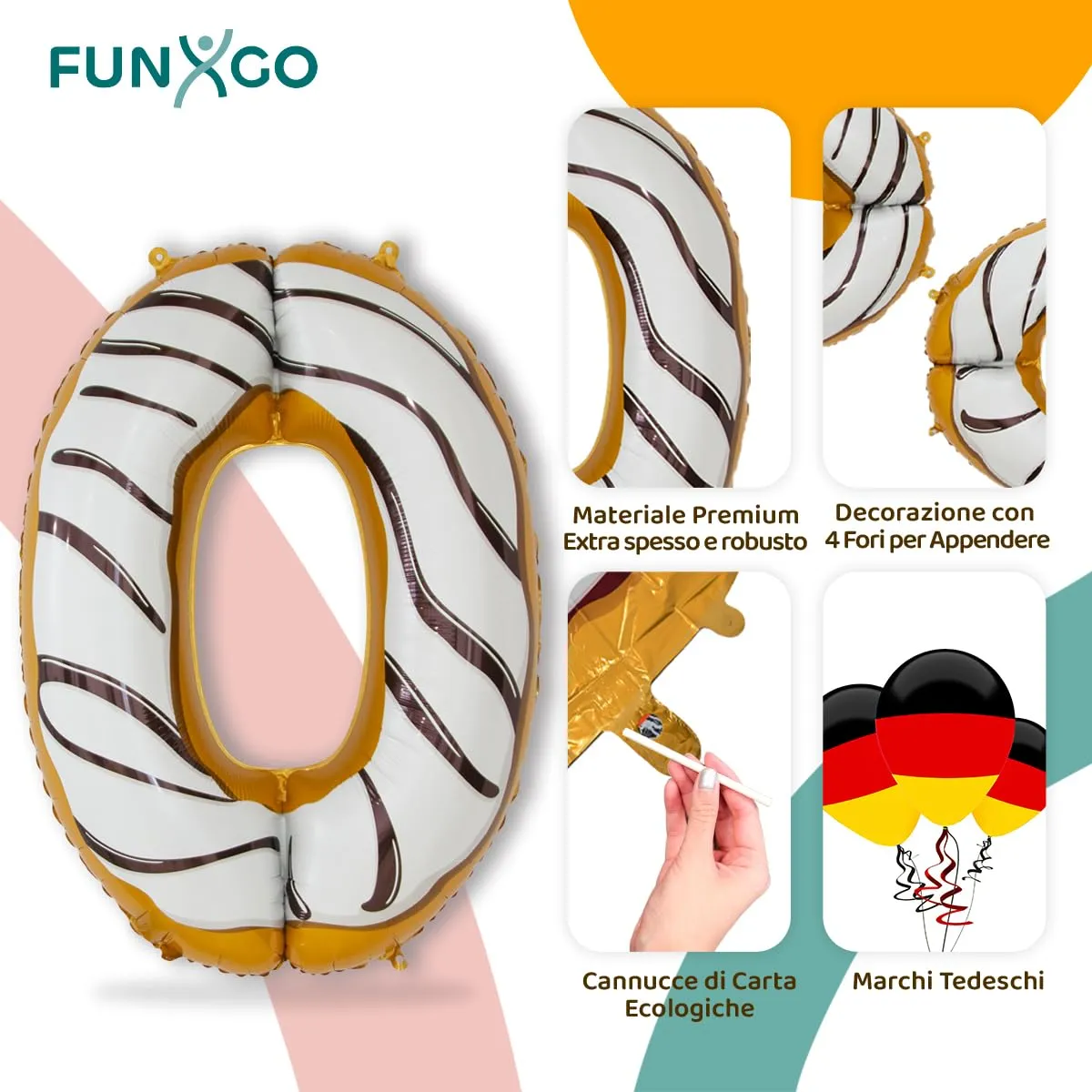FUNXGO Palloncino in Alluminio Numero 0 per Compleanni e Feste - immagine 3