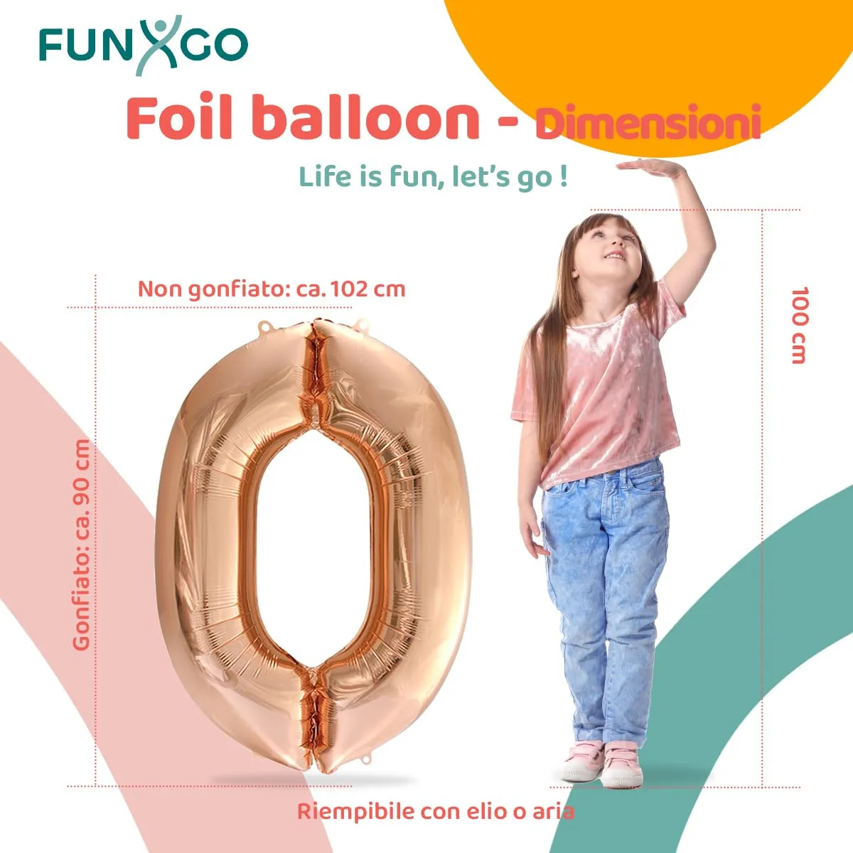 FUNXGO Palloncino Numero 0 Oro Rosa per Compleanno - immagine 2
