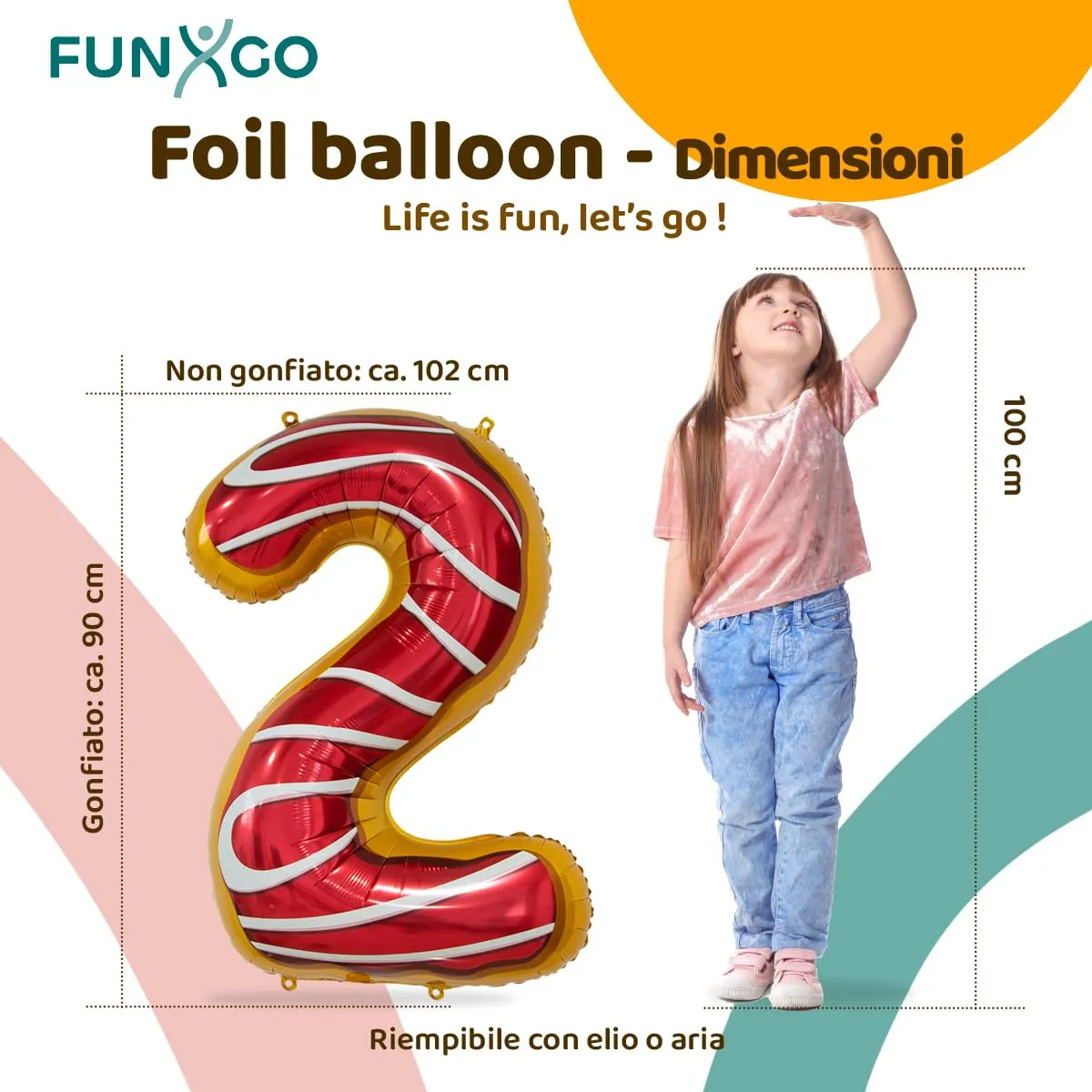 FUNXGO Palloncino Donut Numero 2 per Compleanno - immagine 2