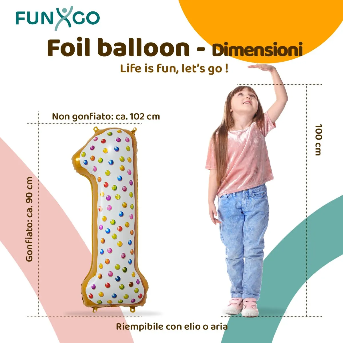FUNXGO Palloncino Donut Numero 1 per Compleanno - immagine 2