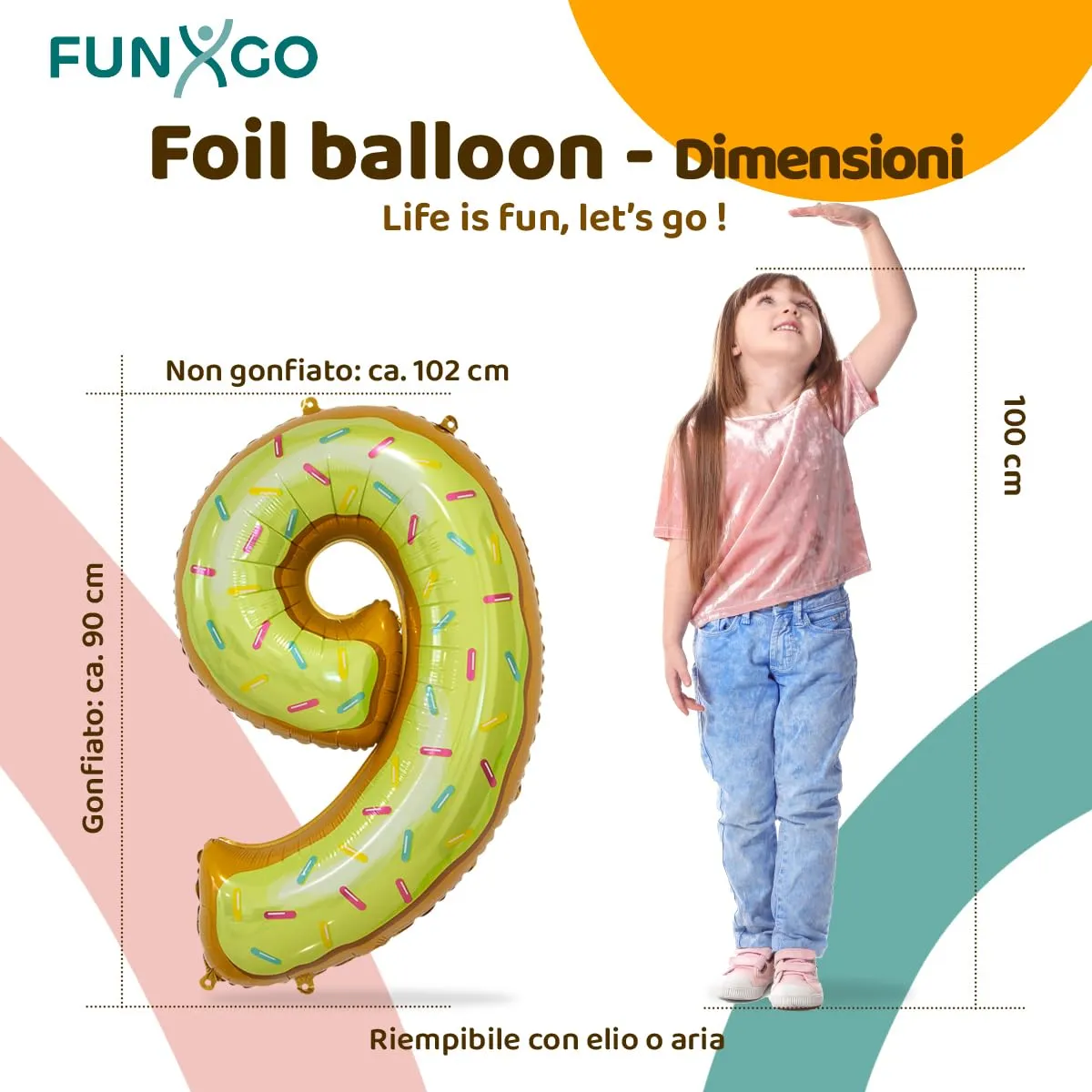 FUNXGO Palloncino in alluminio numero 9 per compleanni e feste - immagine 2