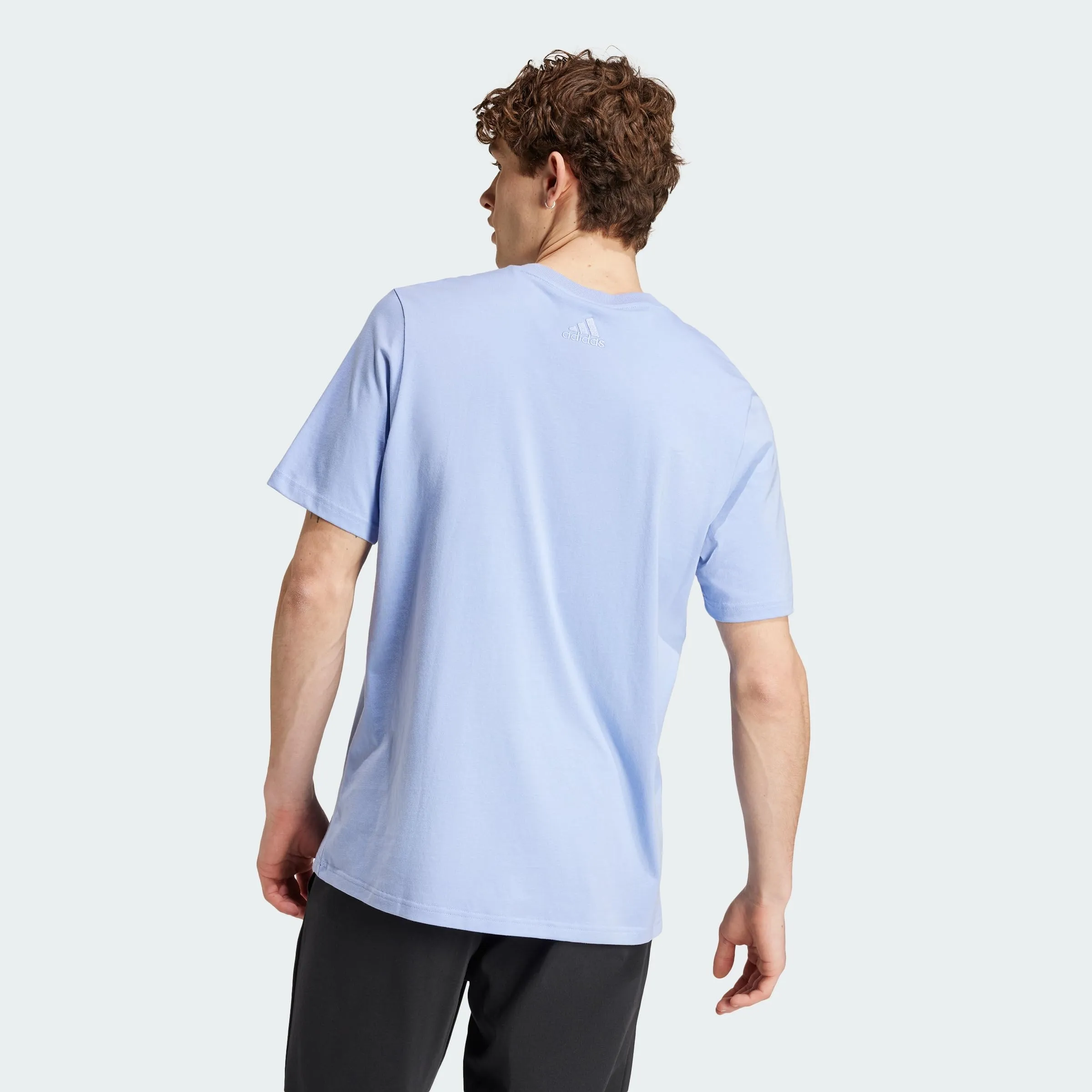 adidas Essentials Single Jersey Big Logo Tee - Blue Spark/Black, S - immagine 5