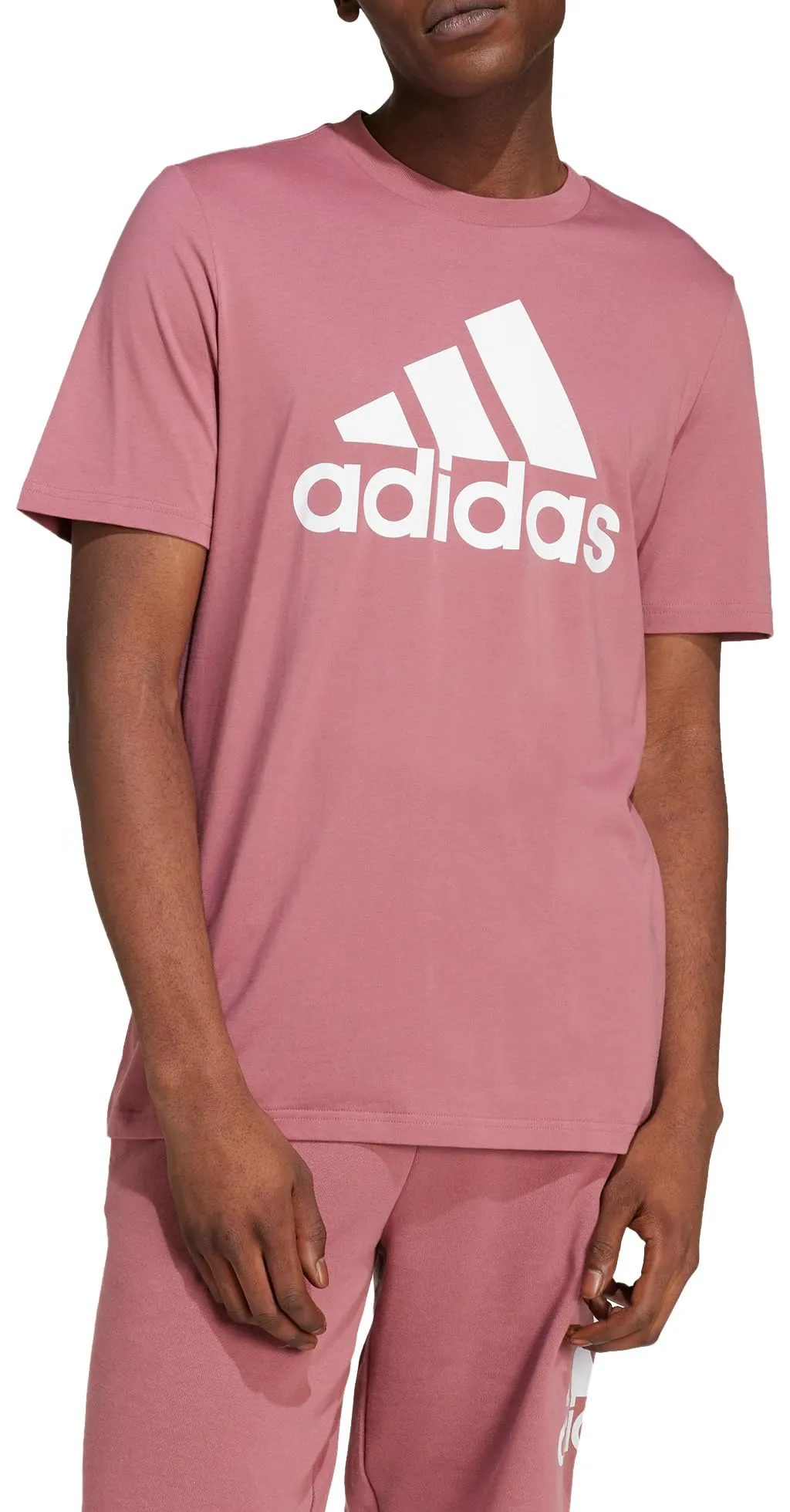 adidas Essentials Single Jersey Big Logo Tee - Preloved Crimson/White, M - immagine 3