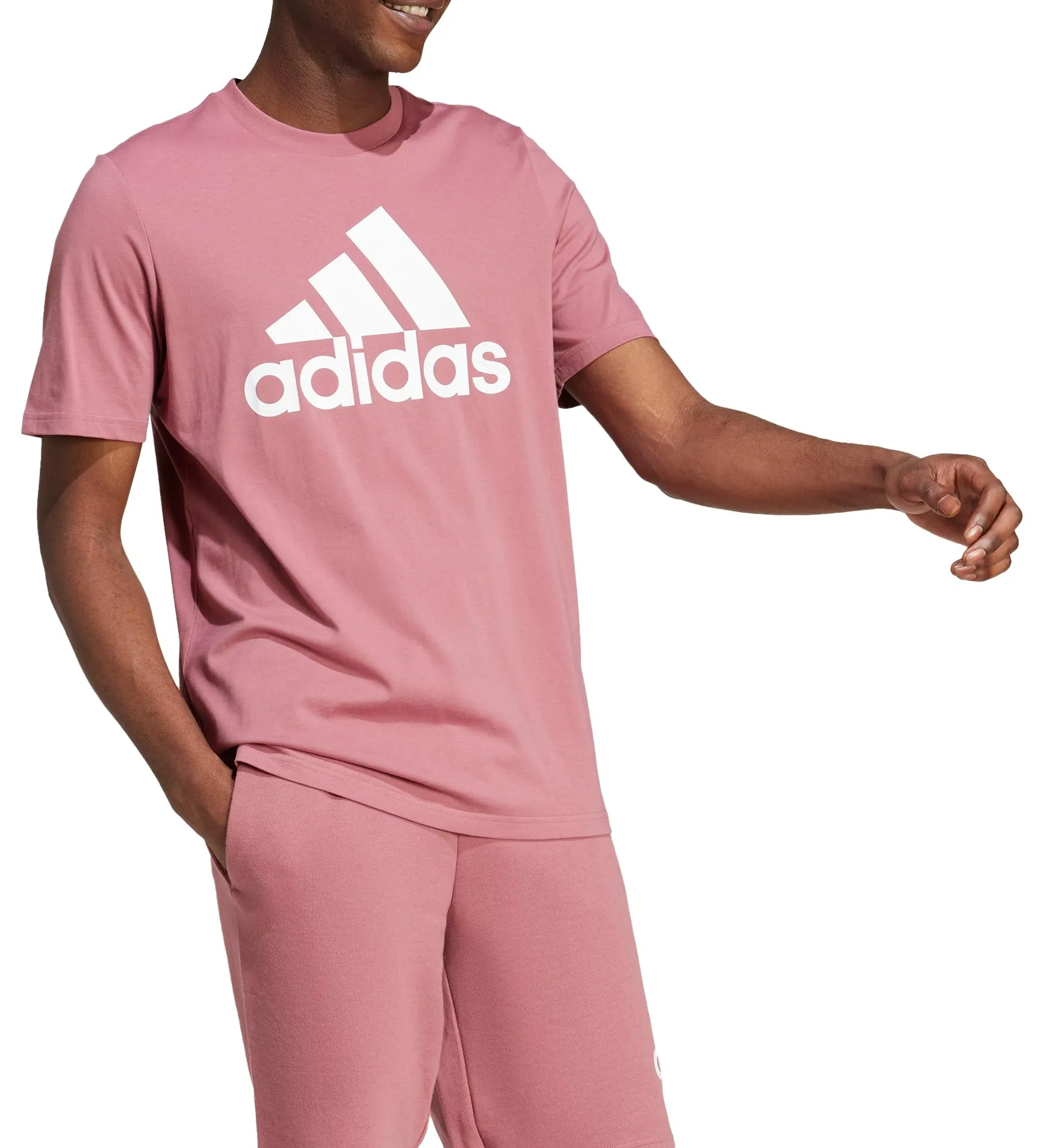 adidas Essentials Single Jersey Big Logo Tee - Preloved Crimson/White, M - immagine 6