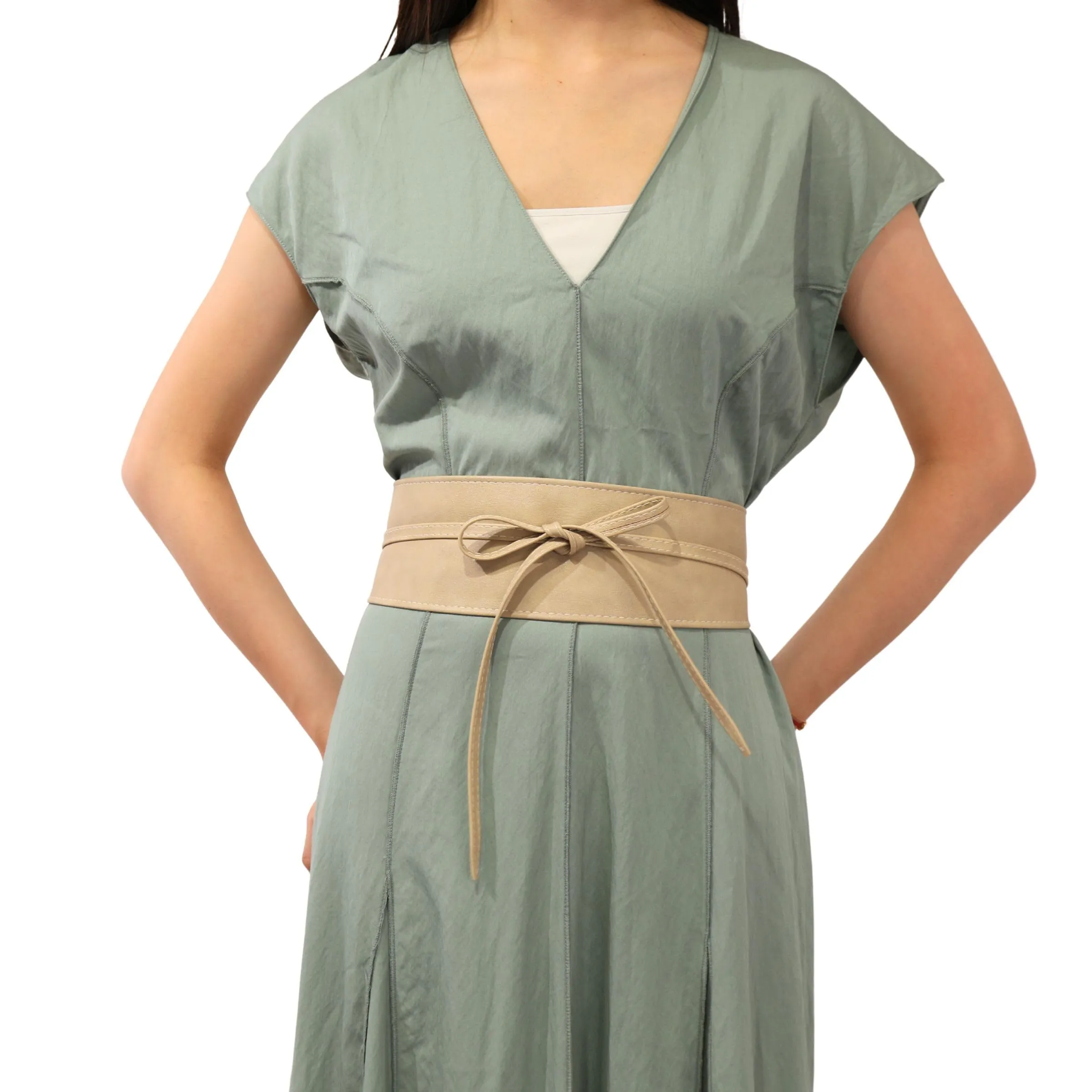 FASHIONGEN Cintura Obi da donna in similpelle, Tan Beige, 3XL - immagine 5