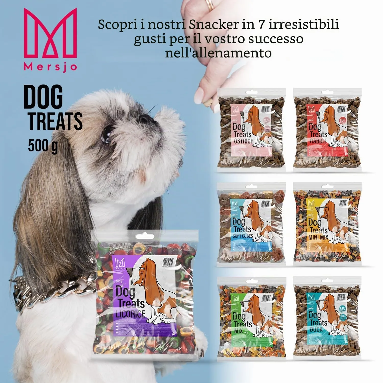 MERSJO Snack per cani, carne essiccata per addestramento, liquirizia, 500 g - immagine 6