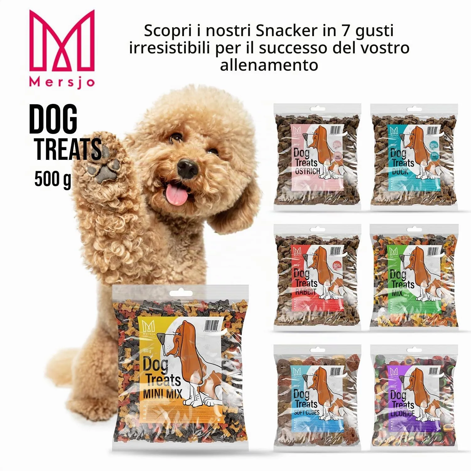 MERSJO Snack per Cani Meat Trainers, Mini Mix, 500 g - immagine 7