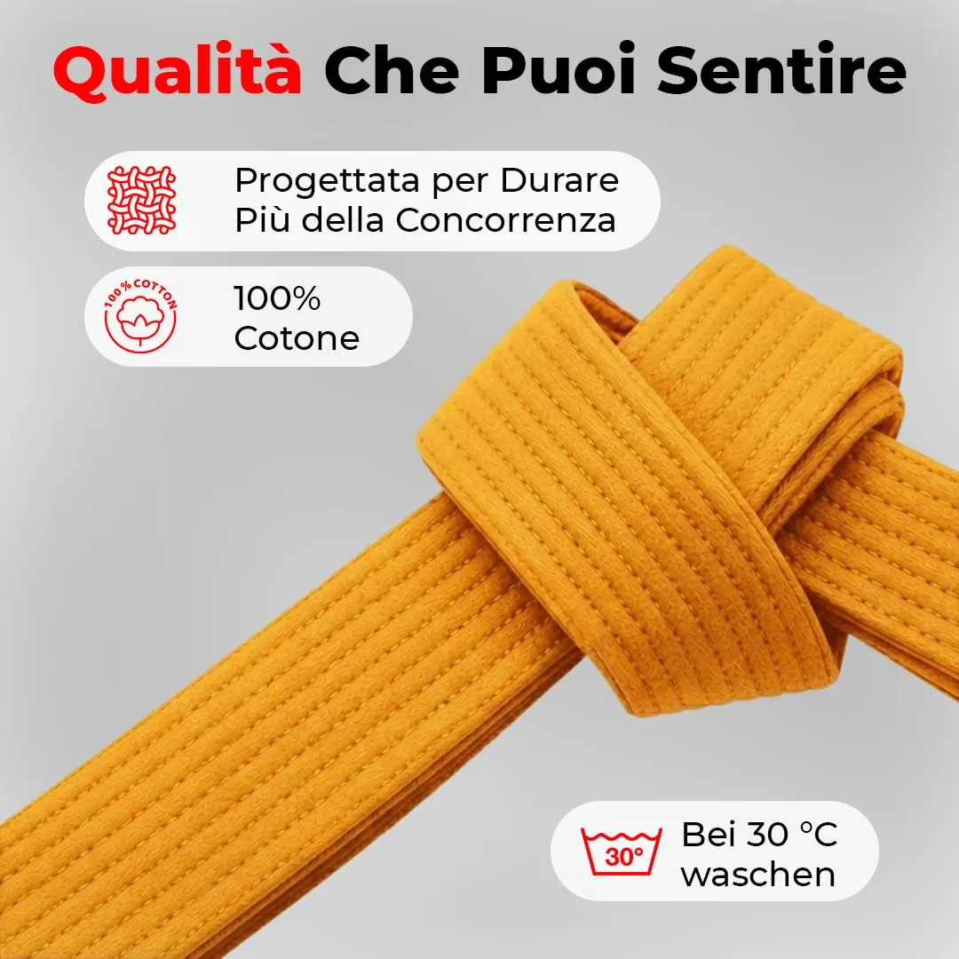 URBANSBEE Cintura Arti Marziali in Cotone per Karate Judo Taekwondo Bambini Adulti - immagine 2