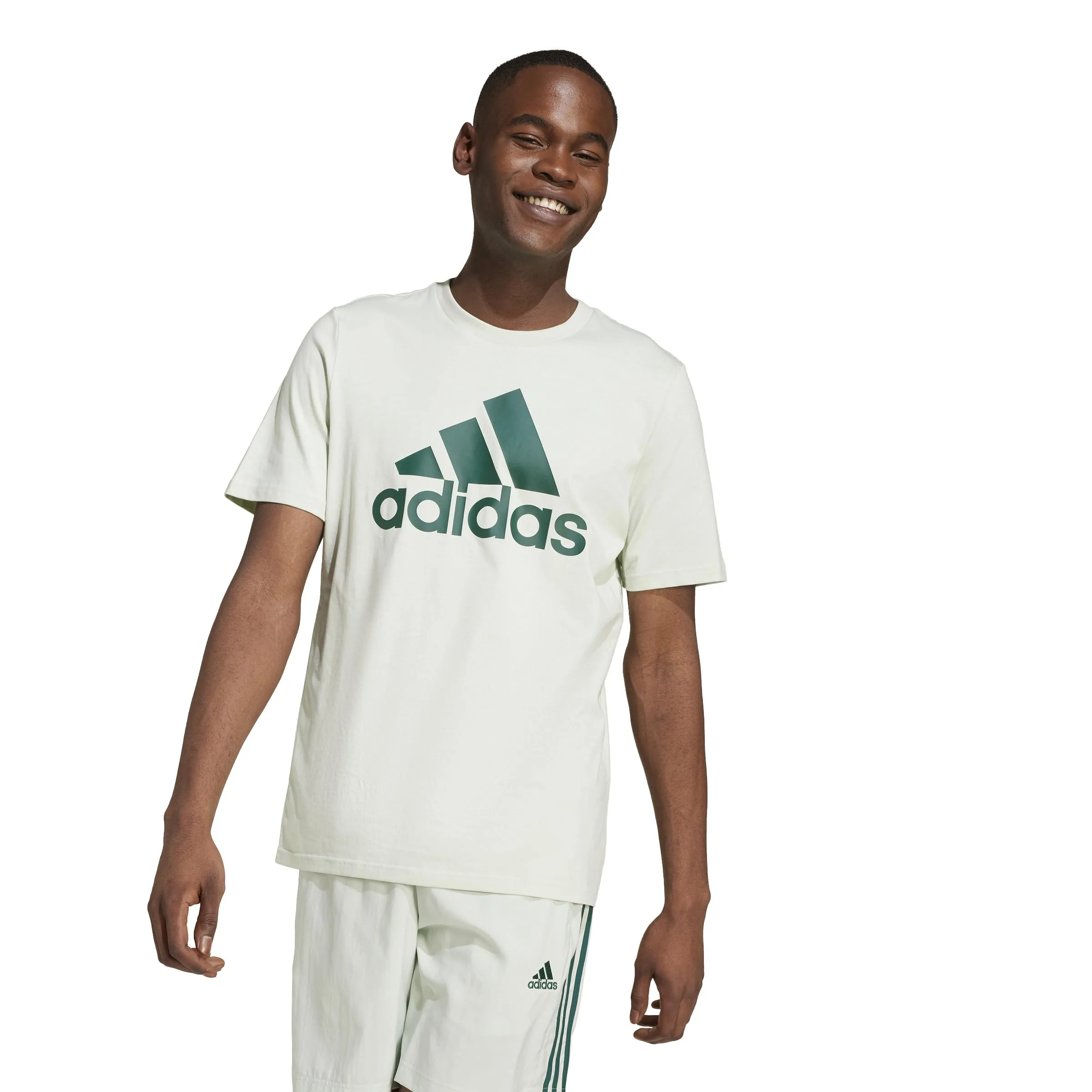 adidas Essentials Single Jersey Big Logo Tee, Linen Green/Collegiate Green, M - immagine 1
