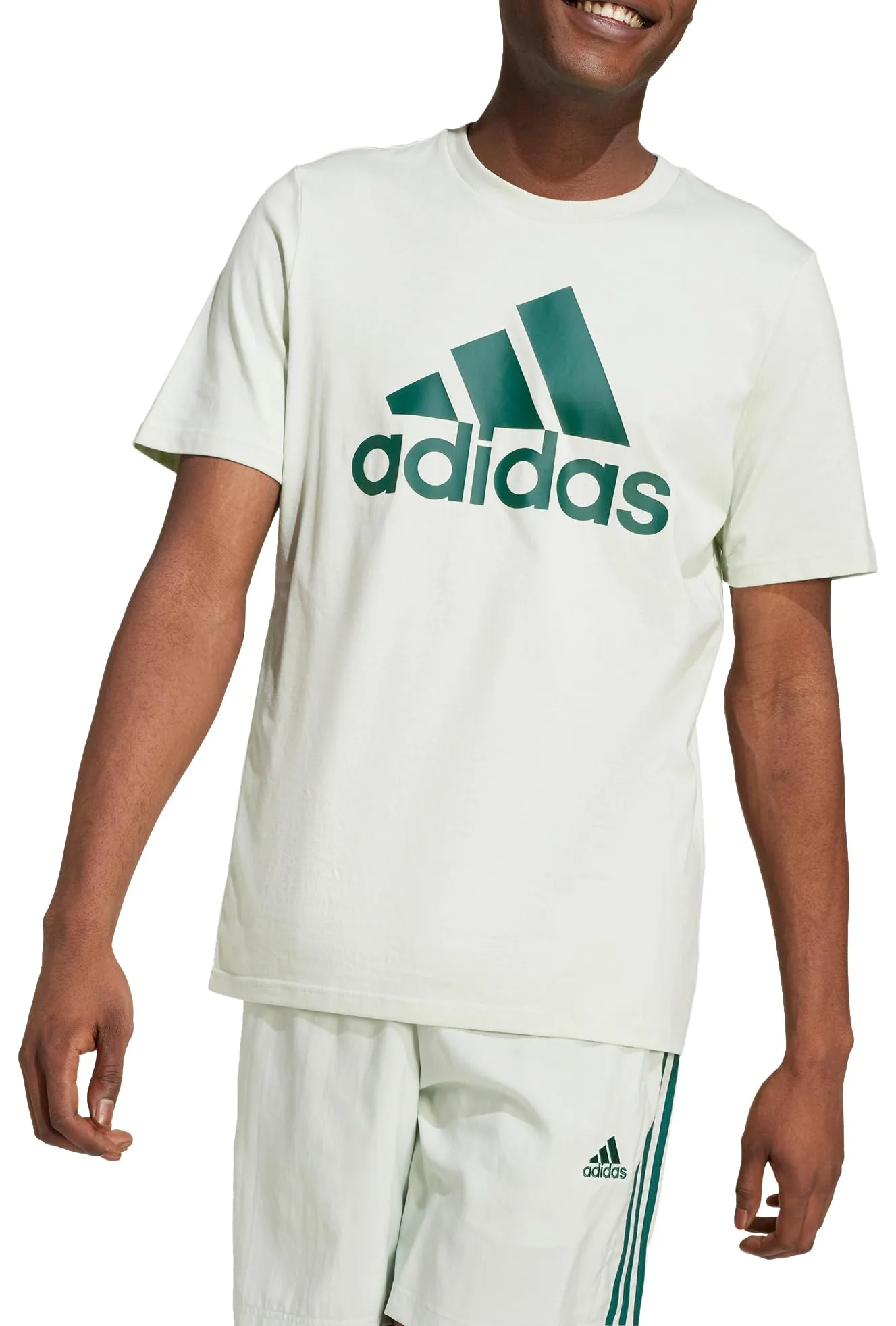 adidas Essentials Single Jersey Big Logo Tee, Linen Green/Collegiate Green, M - immagine 3