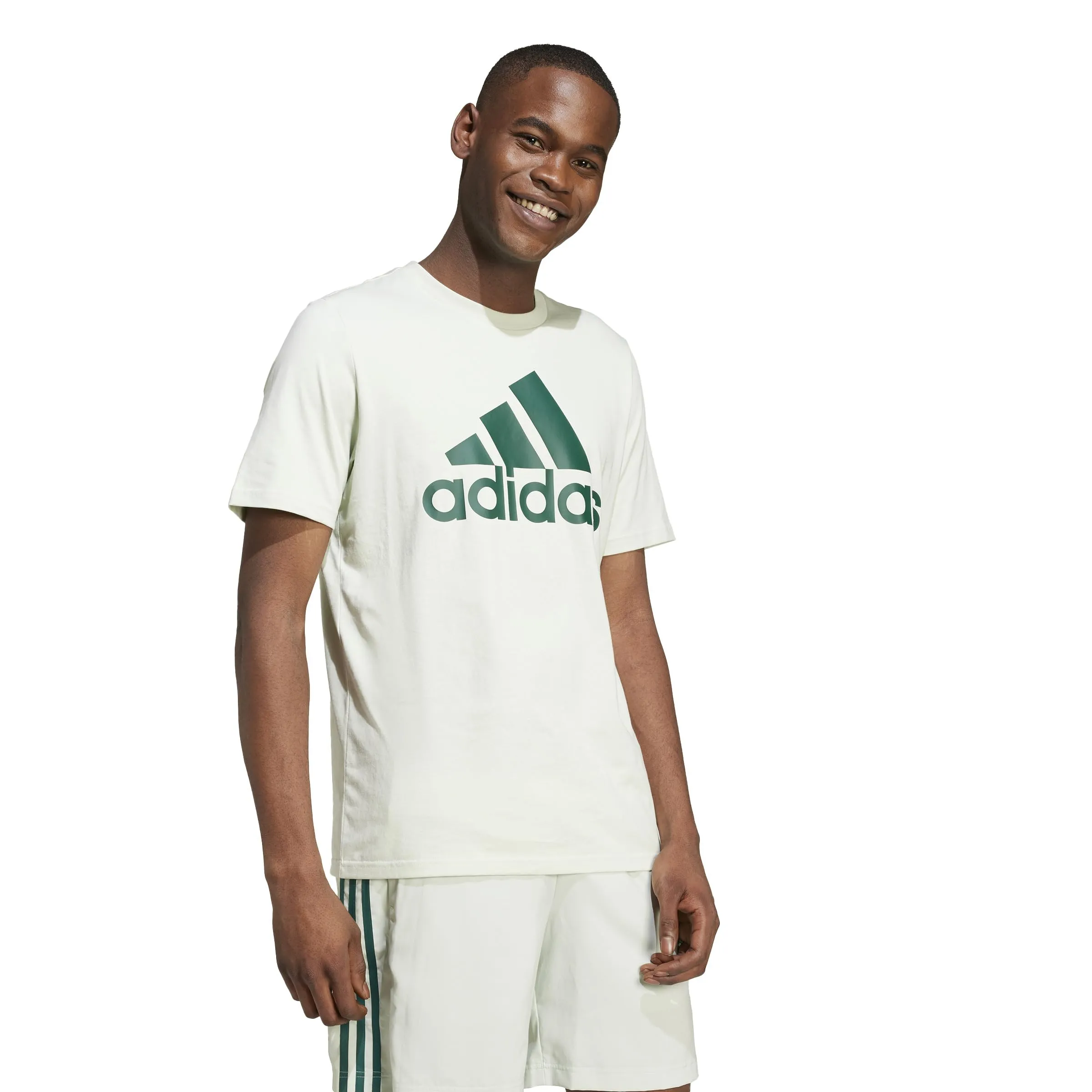 adidas Essentials Single Jersey Big Logo Tee, Linen Green/Collegiate Green, M - immagine 5