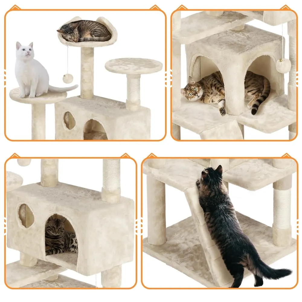 Yaheetech Albero Tiragraffi per Gatti in Sisal e Truciolato 49 x 49 x 158 cm, Beige - immagine 4