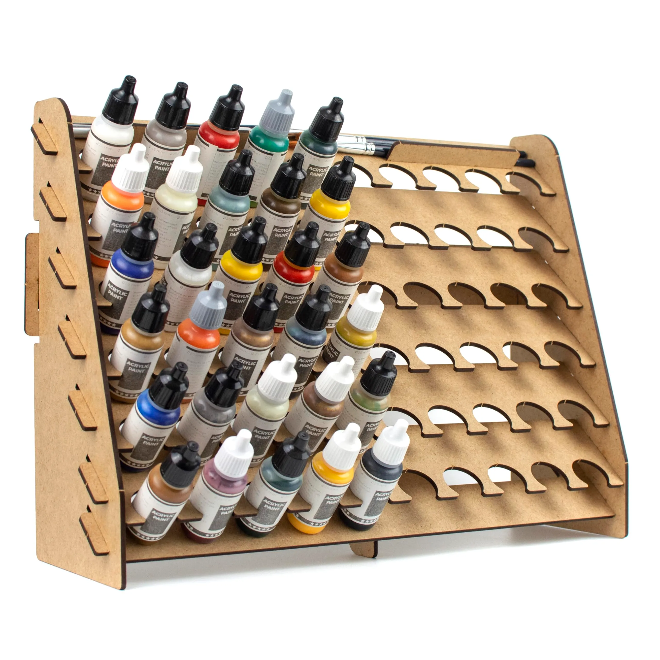 PROSCALE Porta pennelli e organizer colori da parete per modellismo, espositore per bottiglie acriliche Vallejo e Army Painter (26 mm) - immagine 1