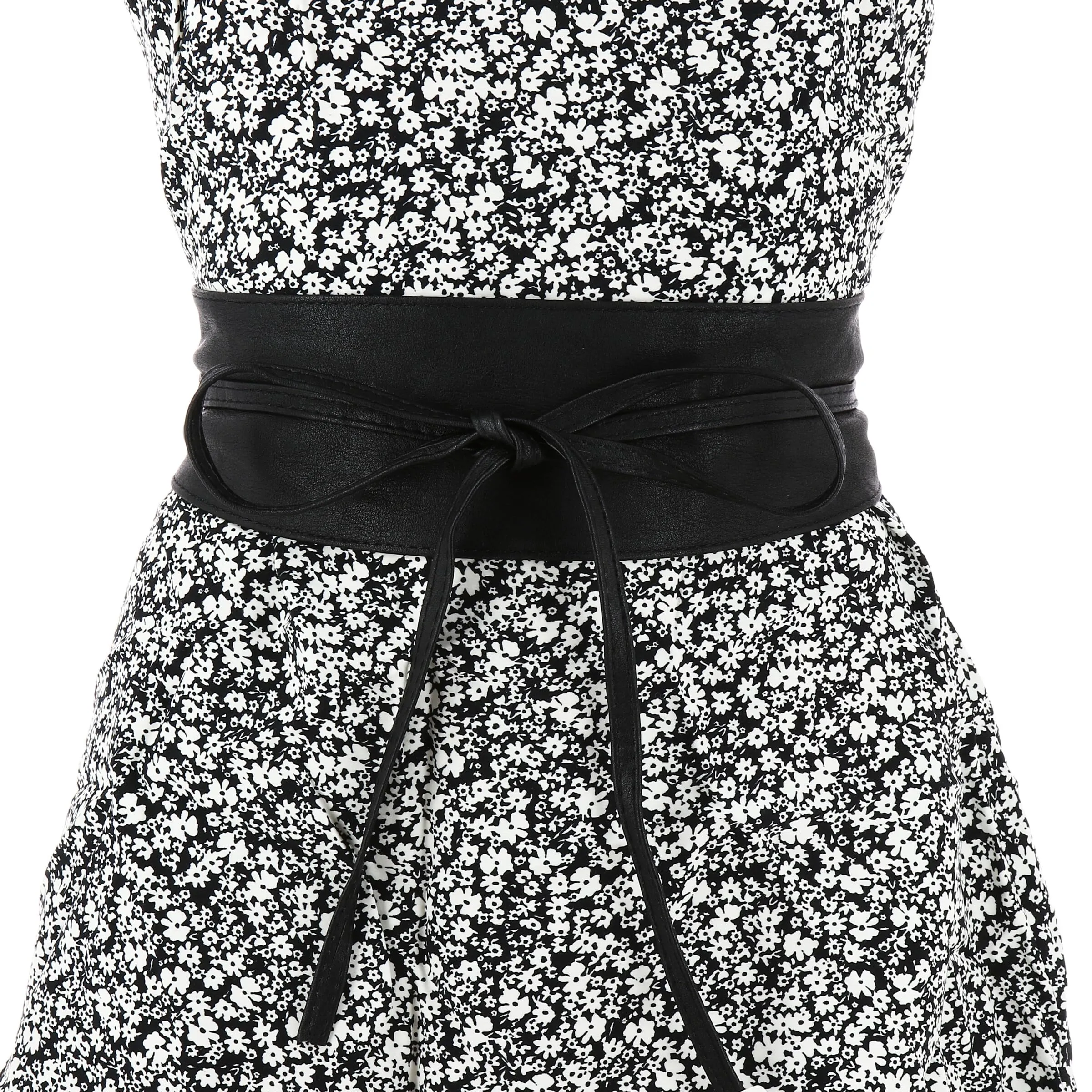 FASHIONGEN Cintura Obi da donna in similpelle, Nero, S-M - immagine 4