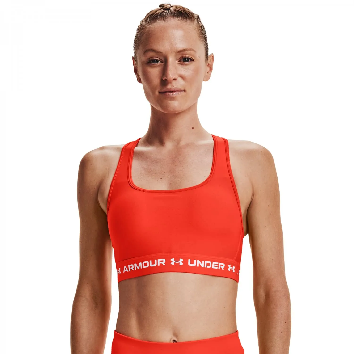 Under Armour Women's Crossback Mid Bra, Phoenix Fire/White, X-Small - immagine 1