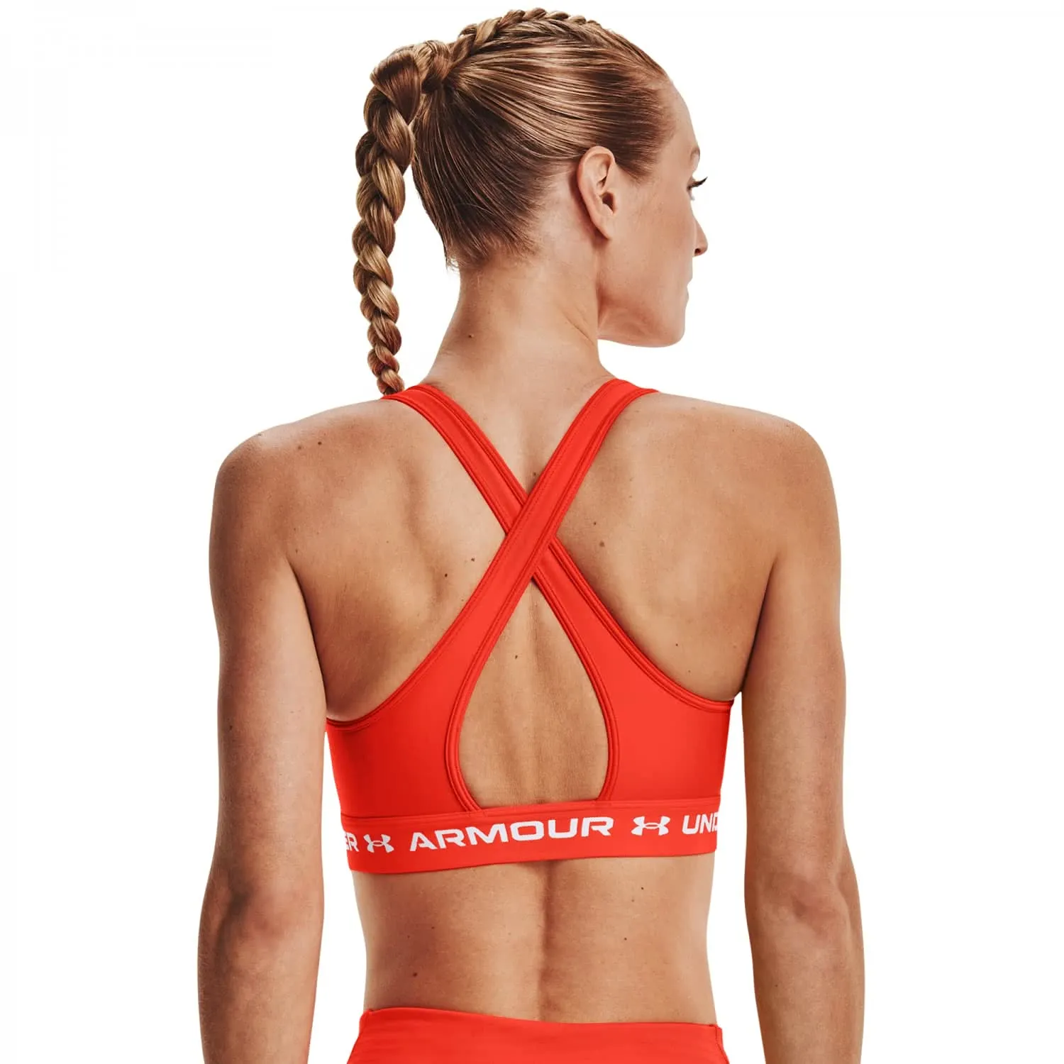 Under Armour Women's Crossback Mid Bra, Phoenix Fire/White, X-Small - immagine 3