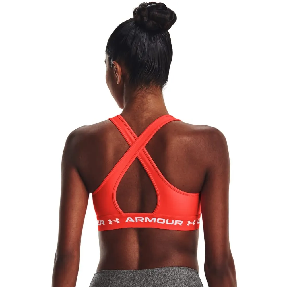 Under Armour Women's Crossback Mid Bra, Phoenix Fire/White, X-Small - immagine 4