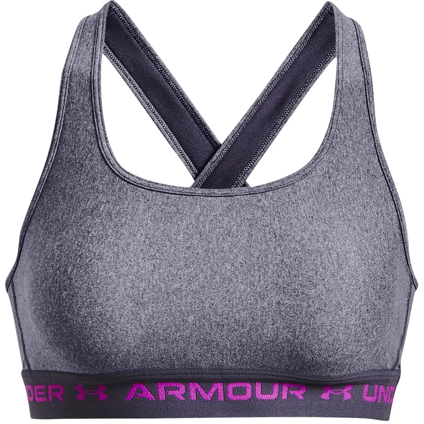 Under Armour Women's Armour Mid Crossback Heather Sports Bra - Tempered Steel Light Heather, 1361036-558, XS - immagine 2